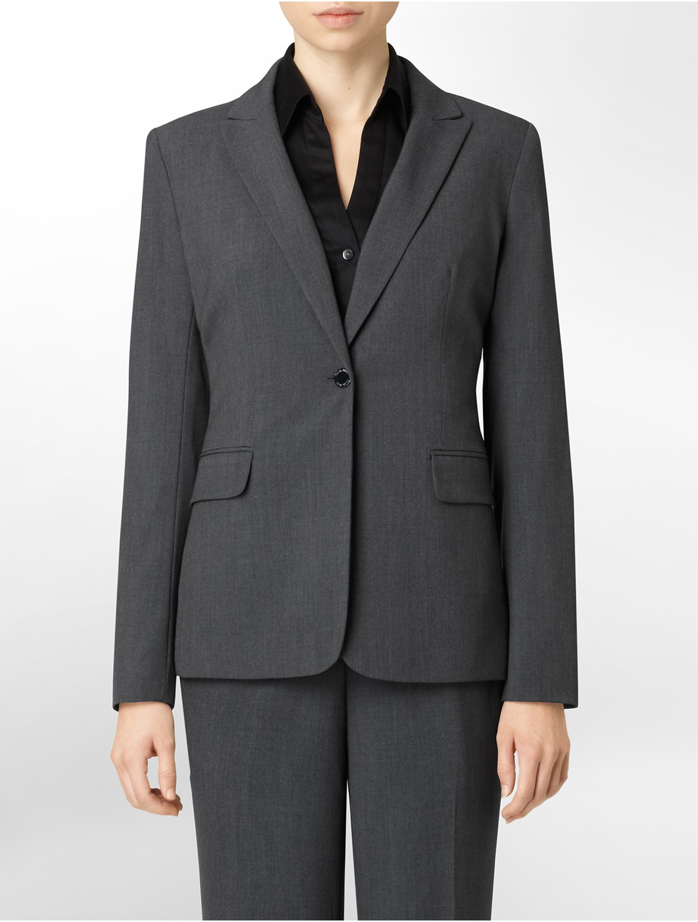 Calvin klein One Button Charcoal Suit Jacket in Gray Lyst
