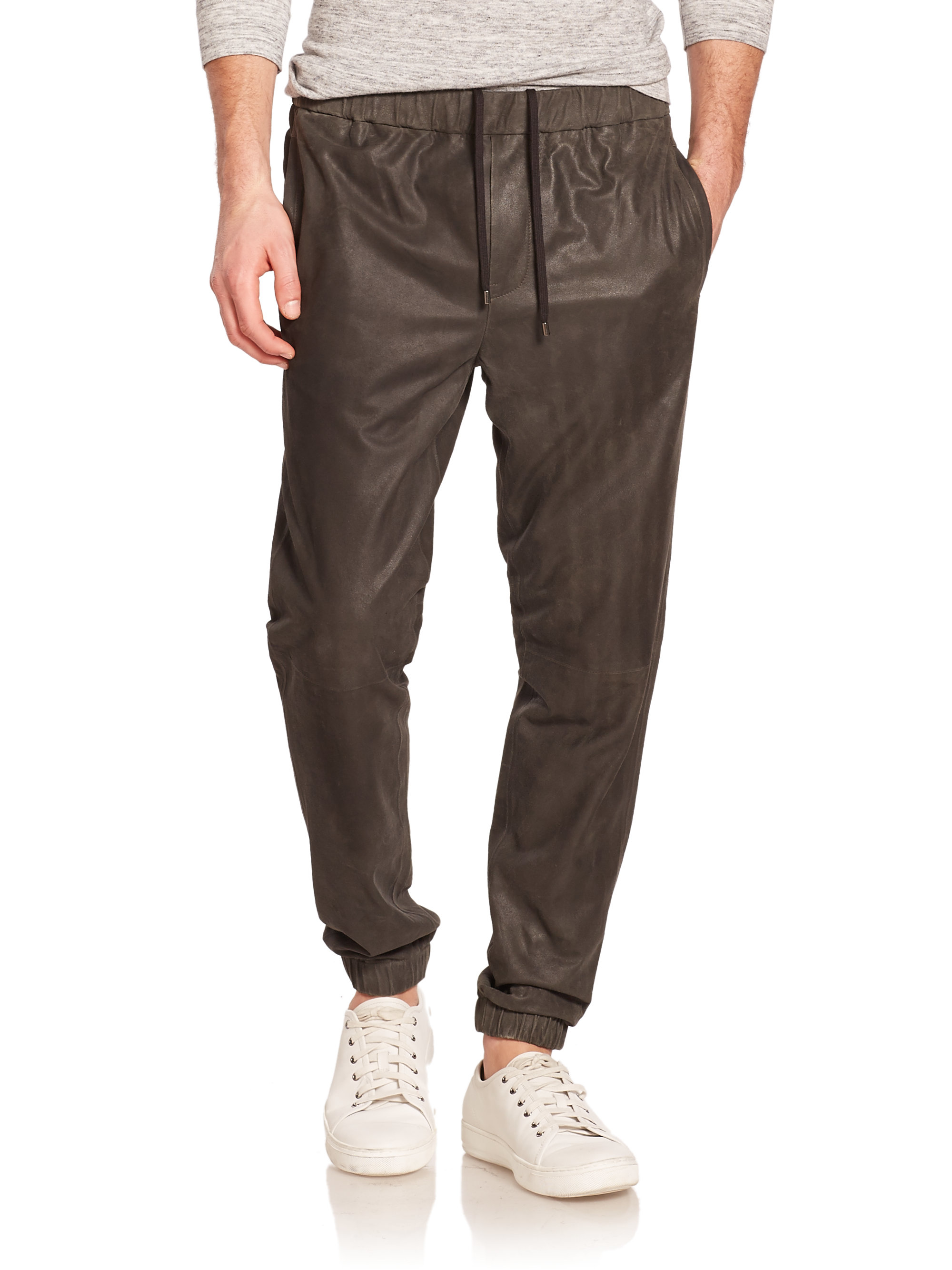 Vince Leather Pants in Brown for Men | Lyst