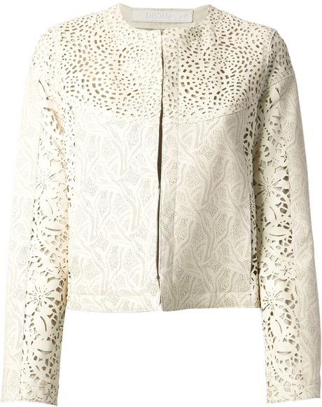 Drome Perforated Lambskin Jacket in White | Lyst