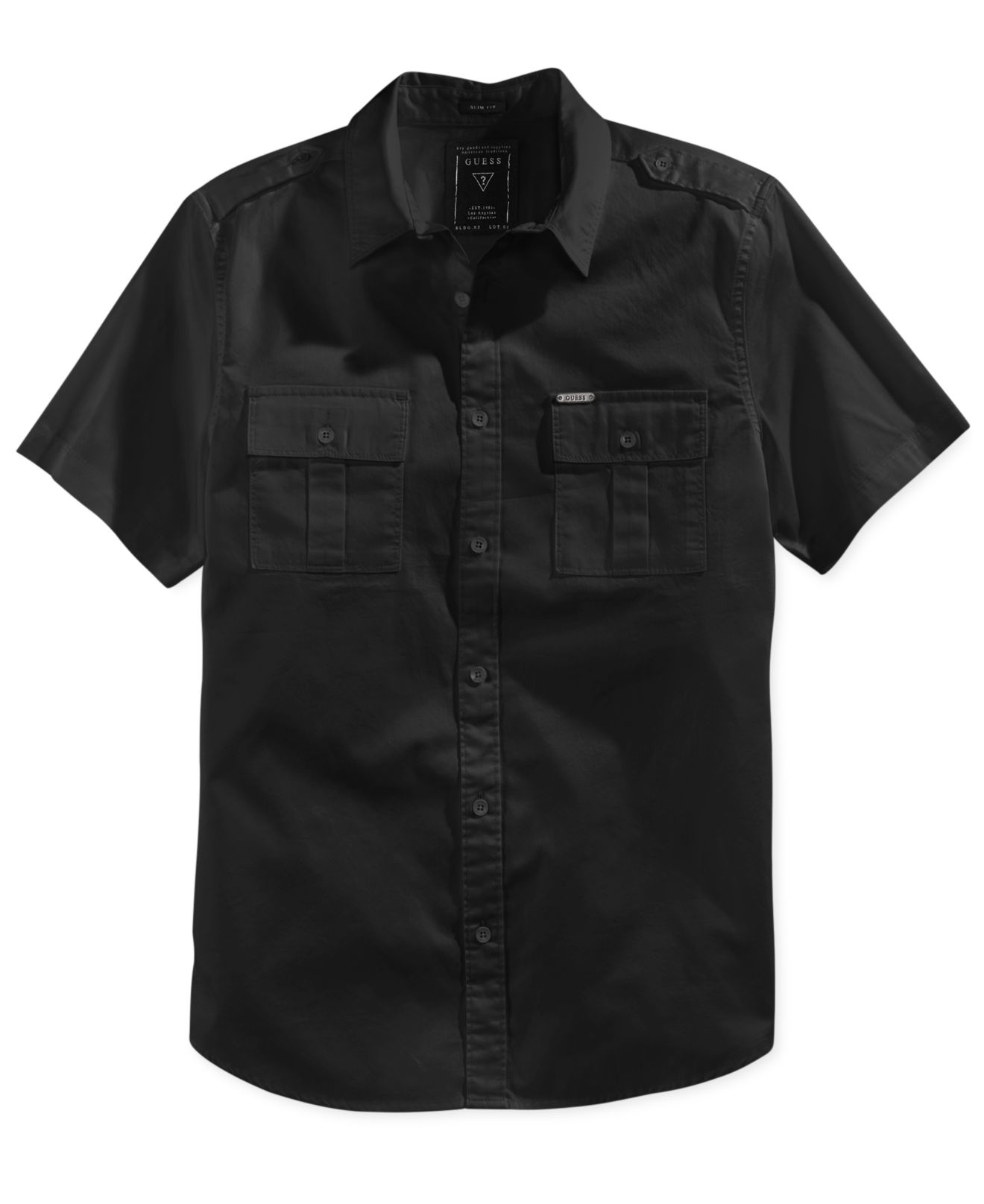 Guess Men's Cypress Short-sleeve Military Shirt in Black for Men | Lyst