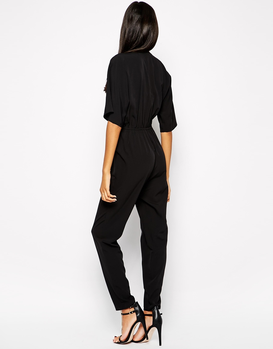 Asos Jumpsuit With Kimono Sleeve in Black | Lyst