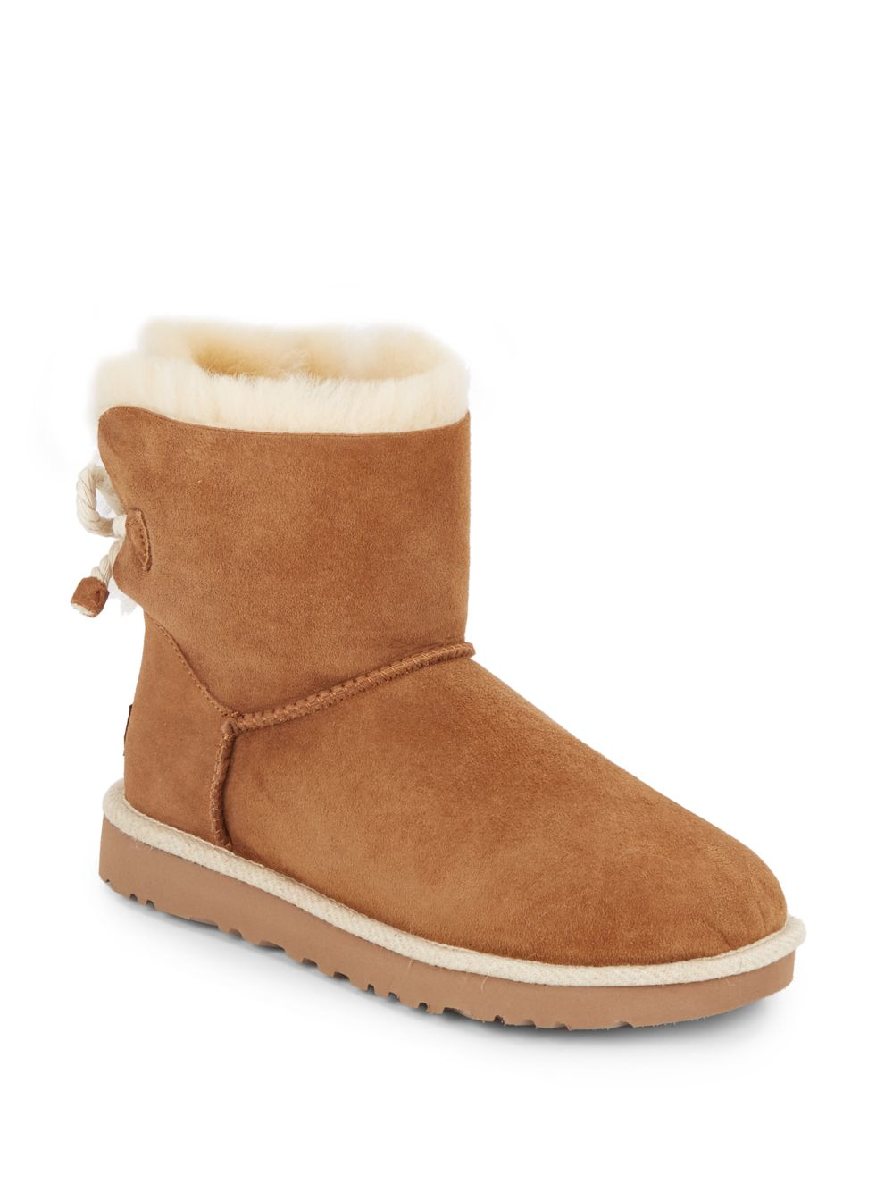 UGG Selene Shearling-lined Suede Bow-back Boots in Brown | Lyst