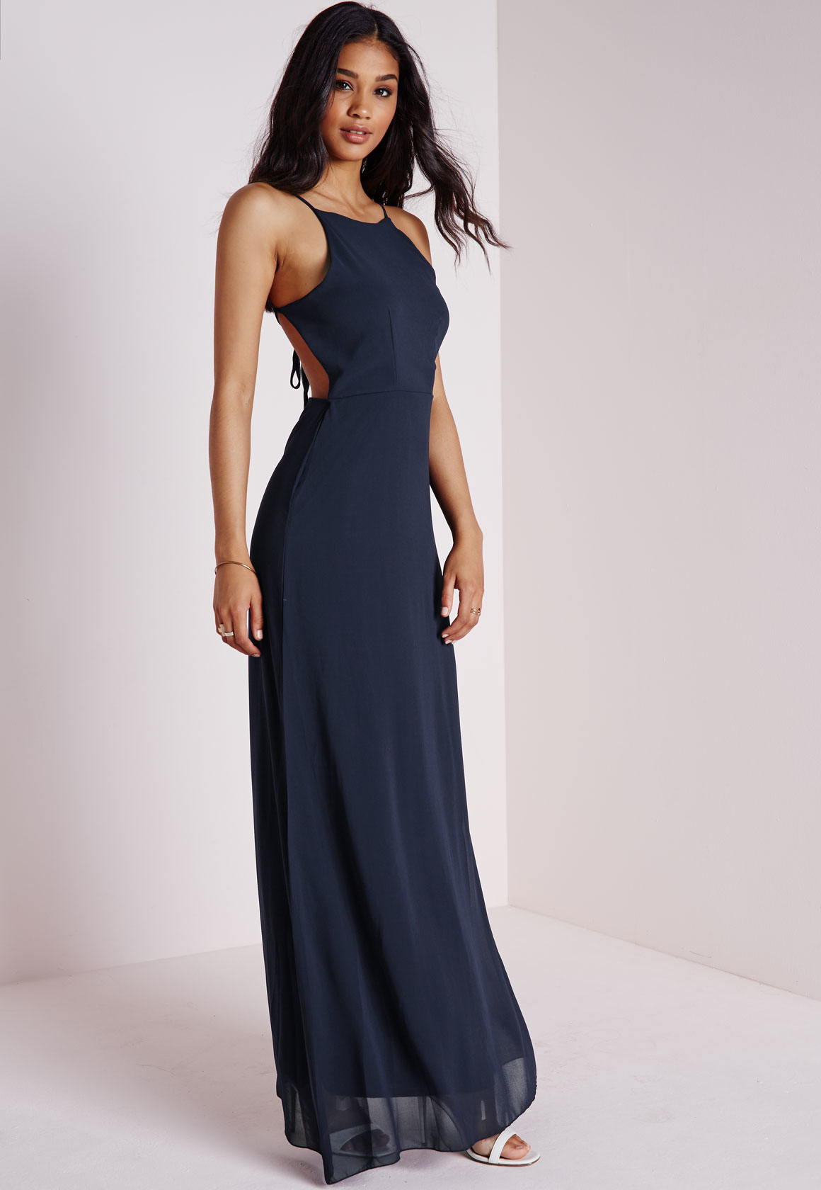 missguided navy maxi dress