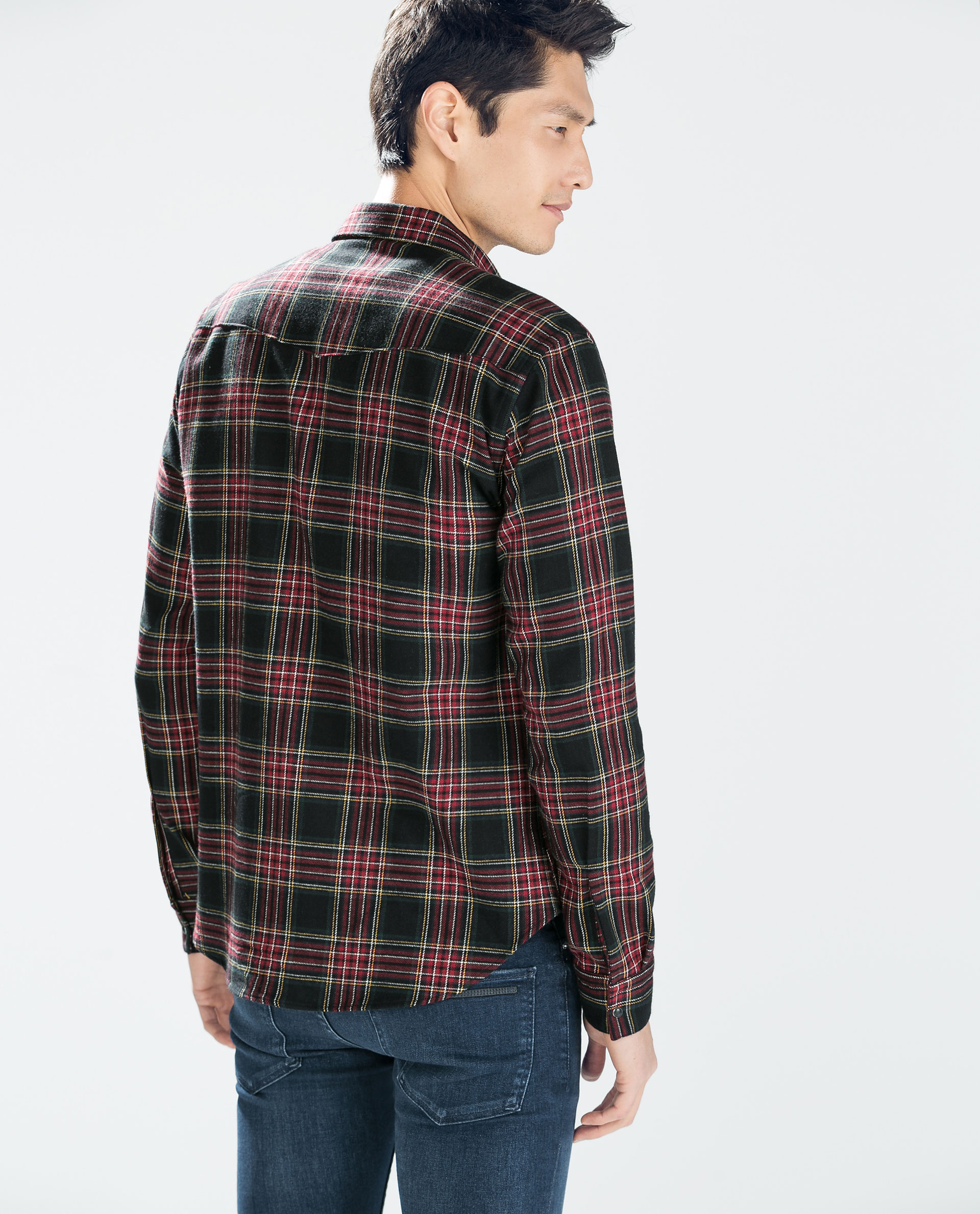 Zara Checked Flannel Shirt in Black for Men Lyst