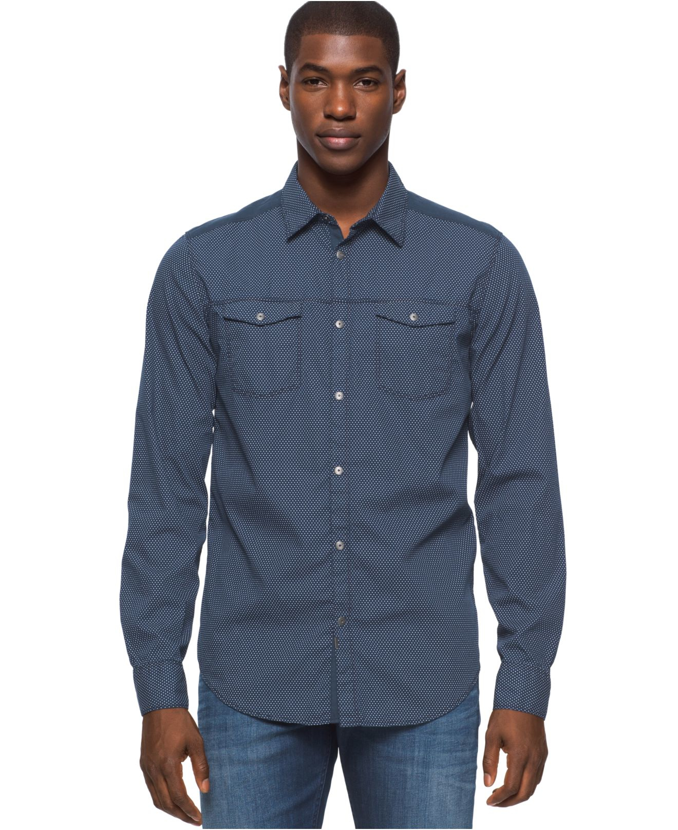 calvin klein men's long sleeve shirts