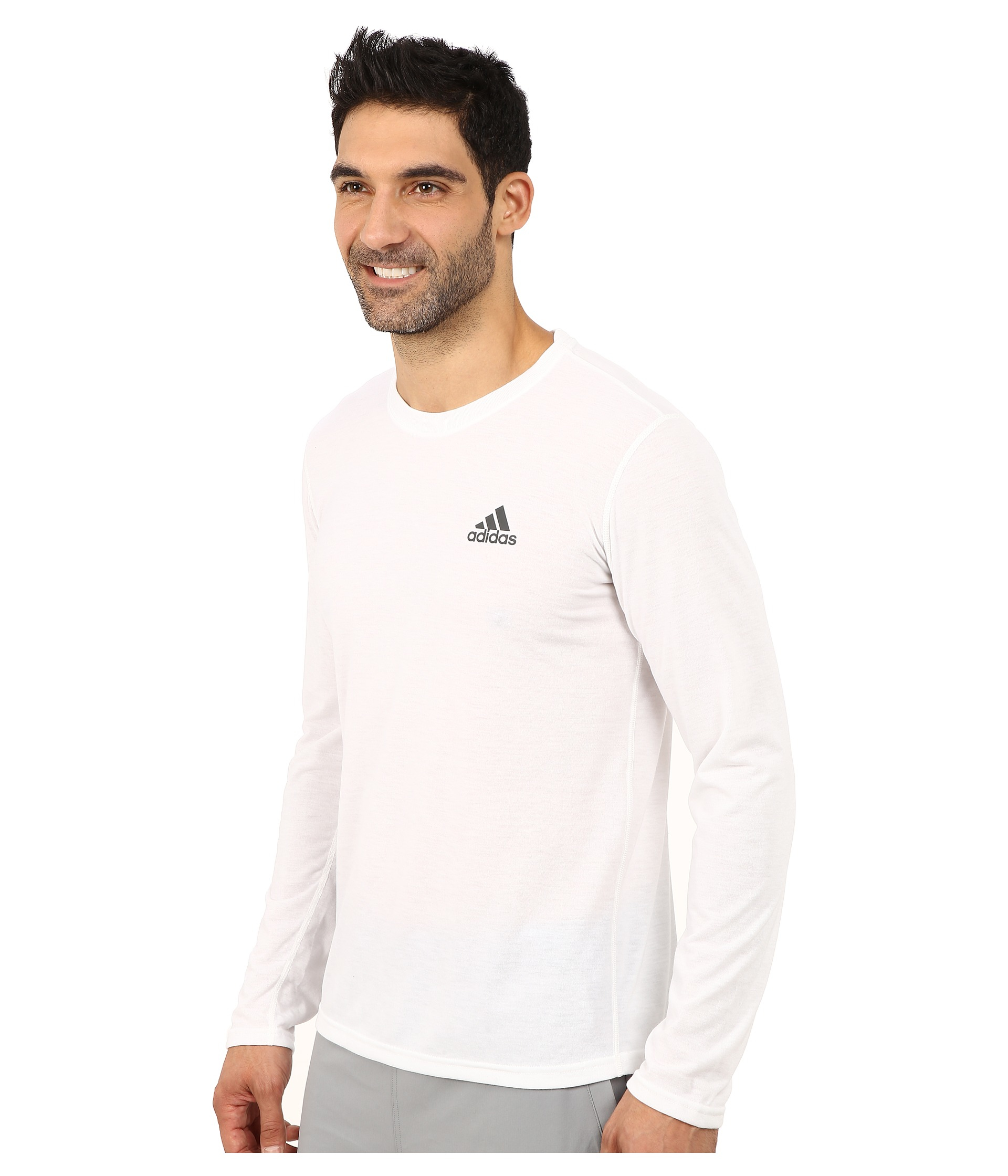 adidas Synthetic Ultimate Long Sleeve Crew Tee in White for Men Lyst