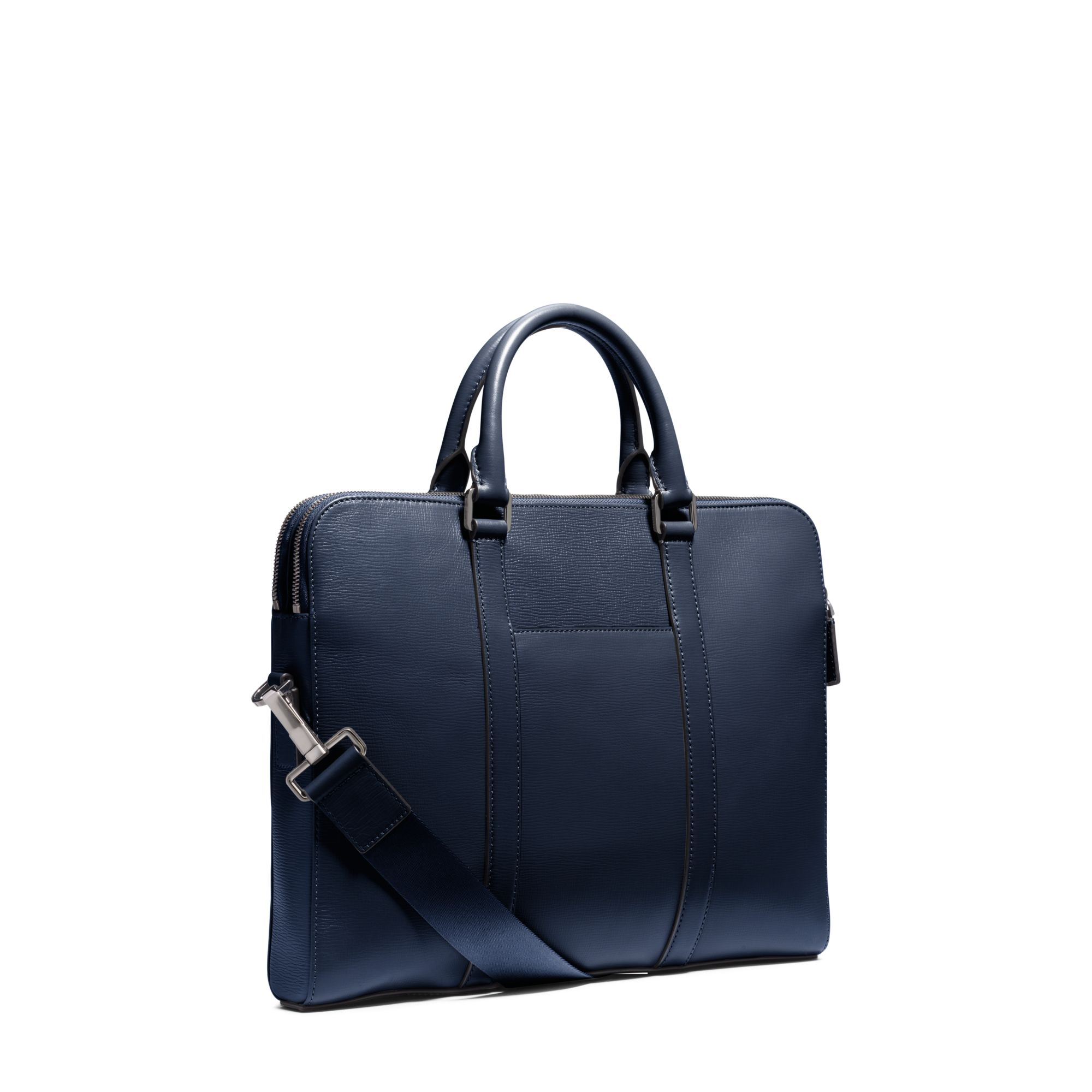 Michael Kors Warren Slim Leather Briefcase in Indigo (Blue) for Men - Lyst