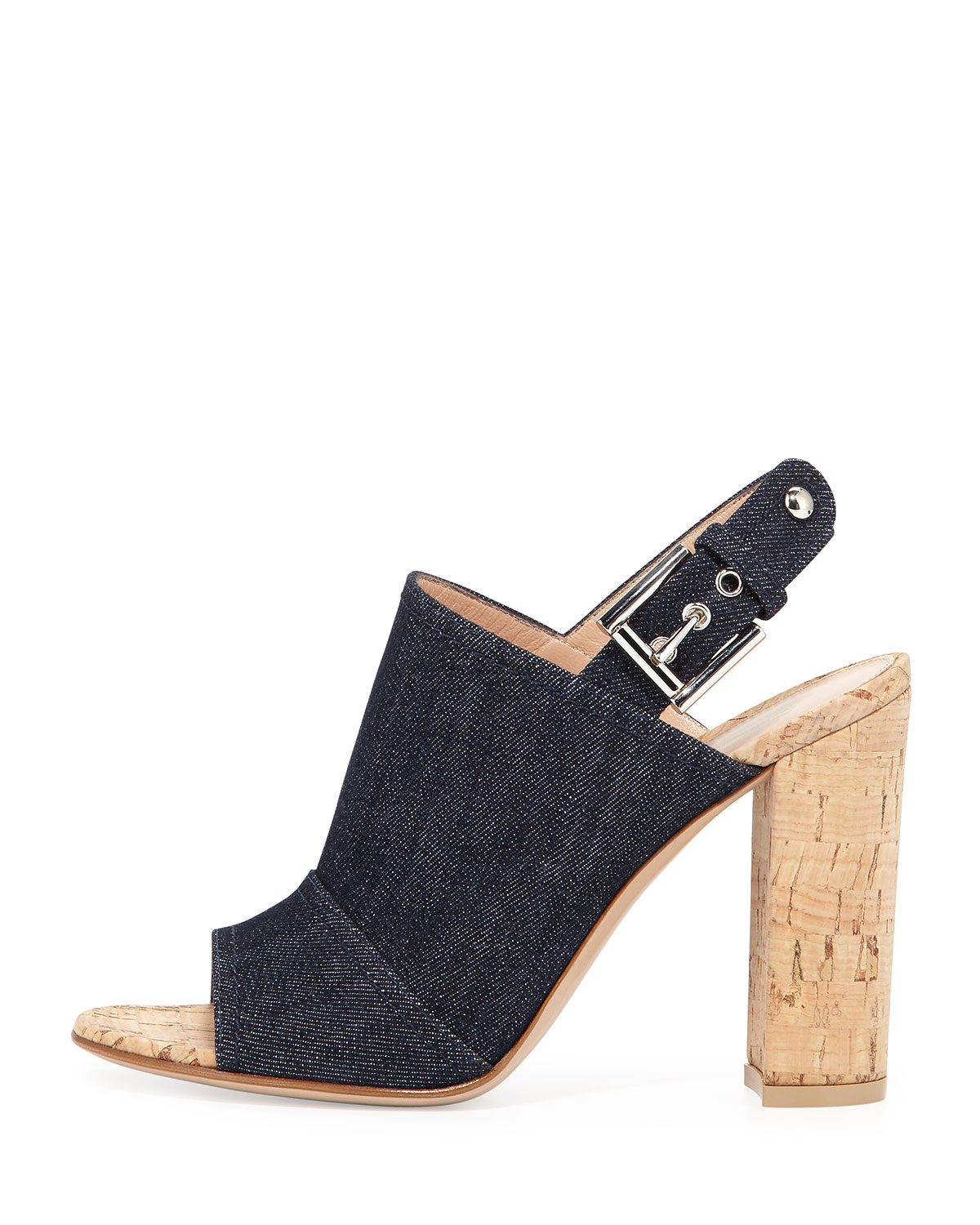 Lyst Gianvito Rossi Denim (blue) Slingback Corkheel Mule Sandal in Blue