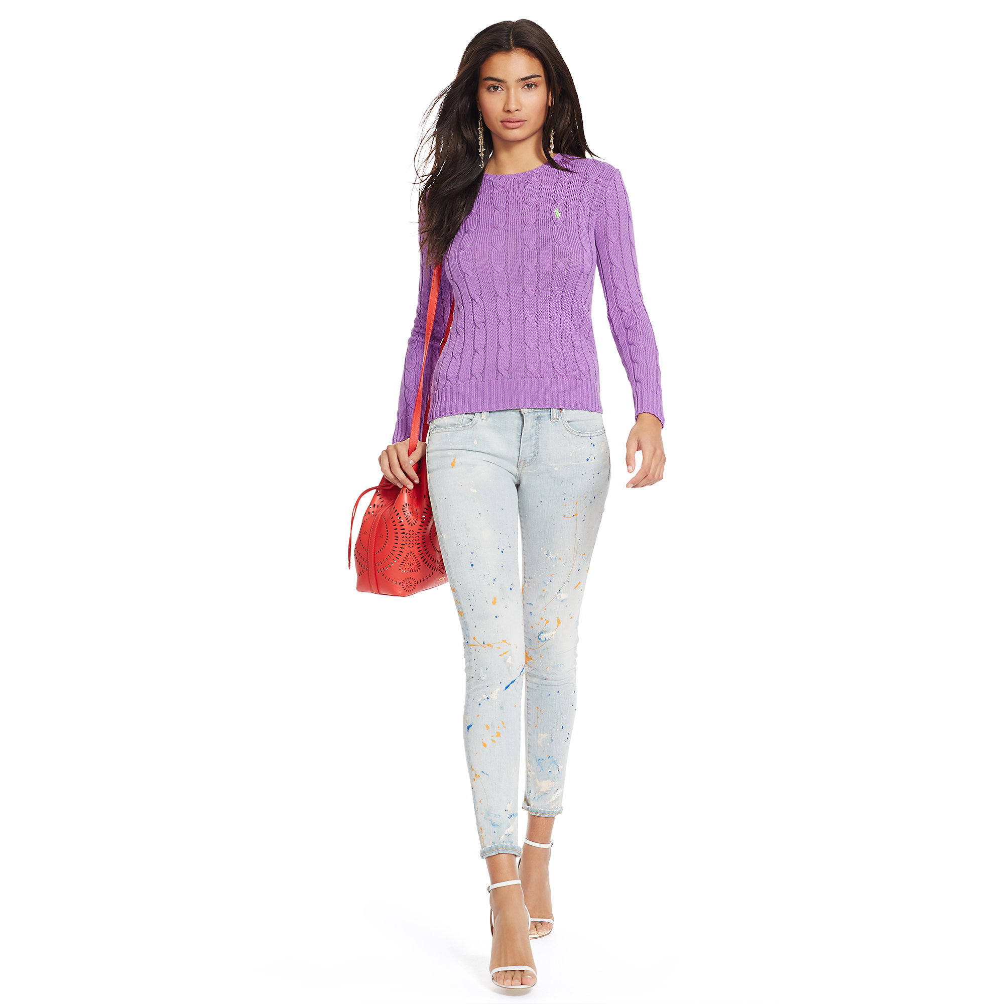 lilac cable knit sweater