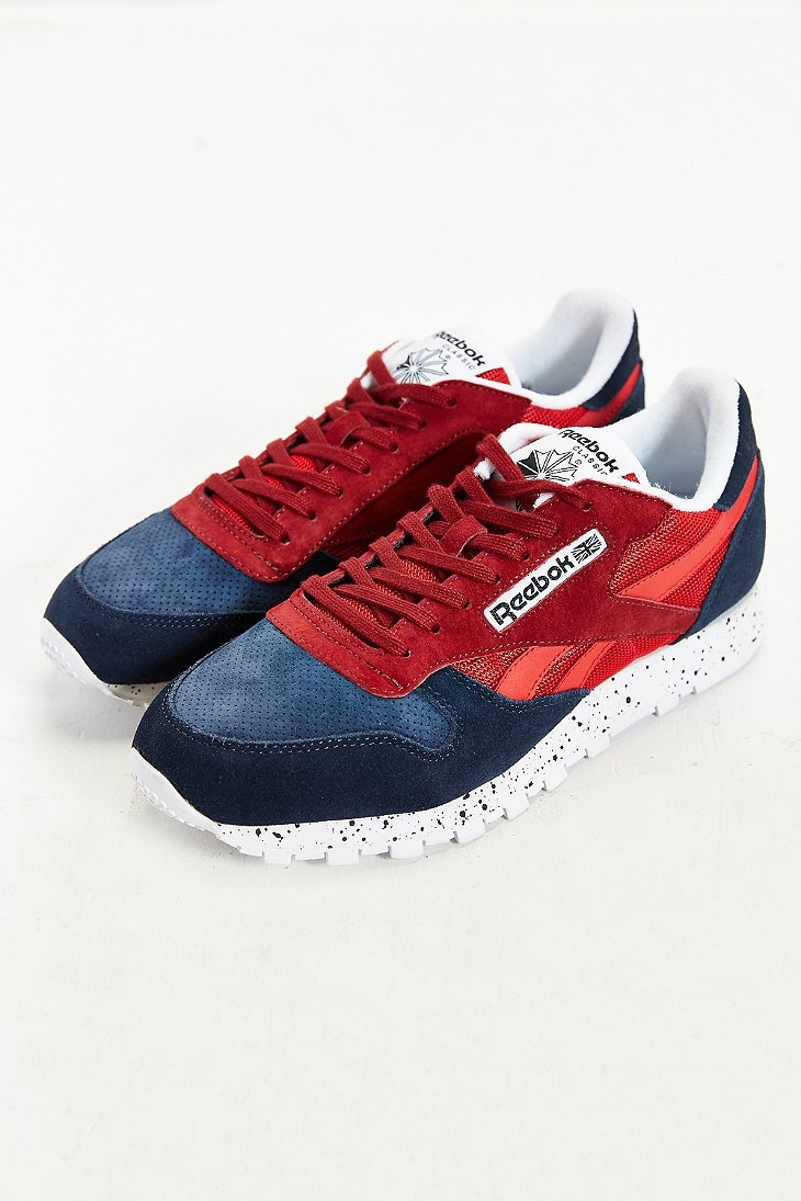 red reebok classic suede