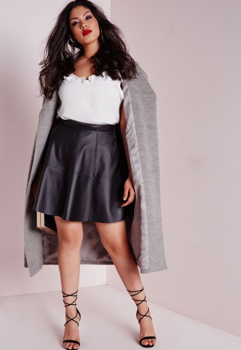 black leather skater skirt plus size
