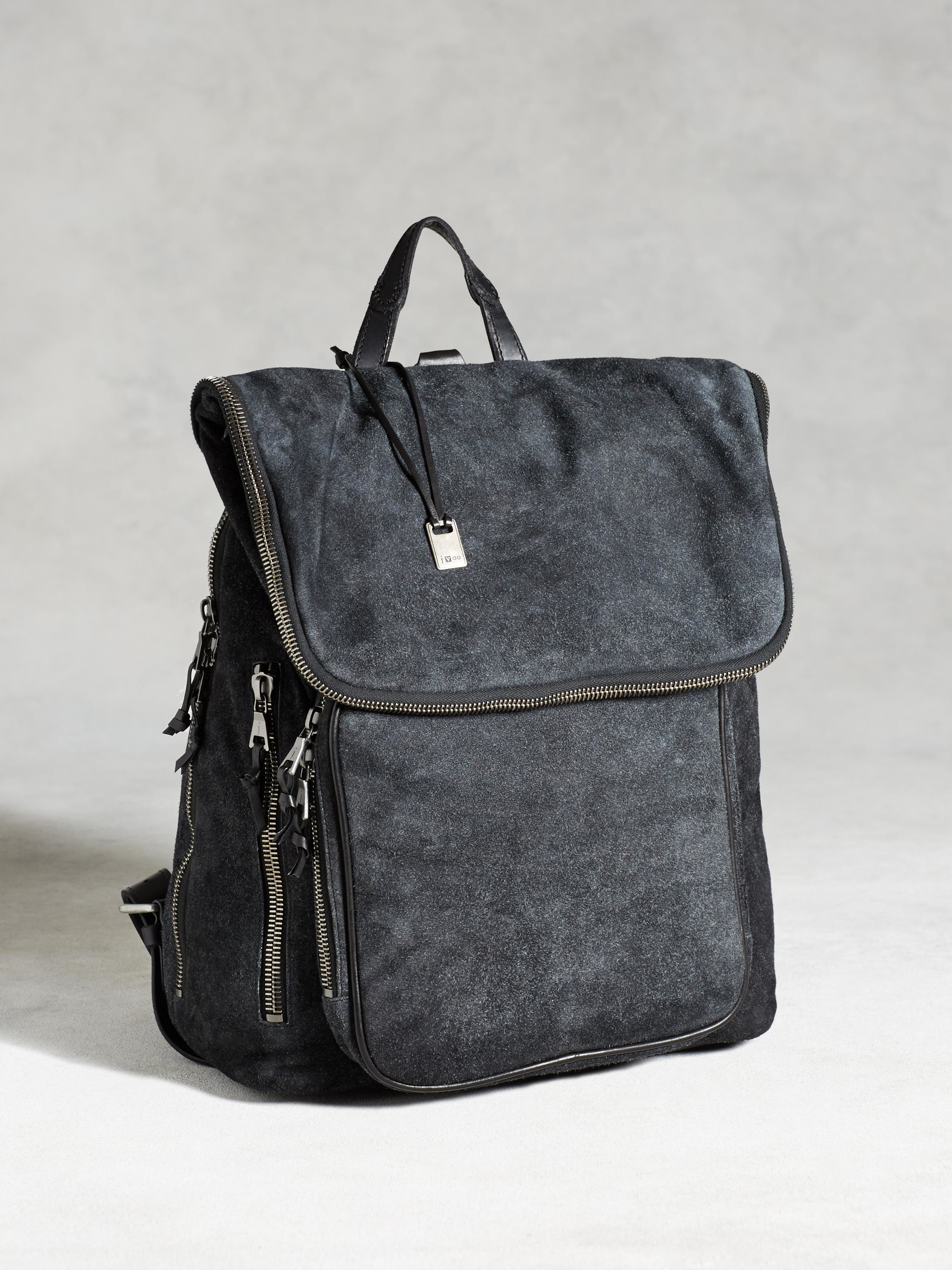 John varvatos Suede Backpack in Black for Men Lyst