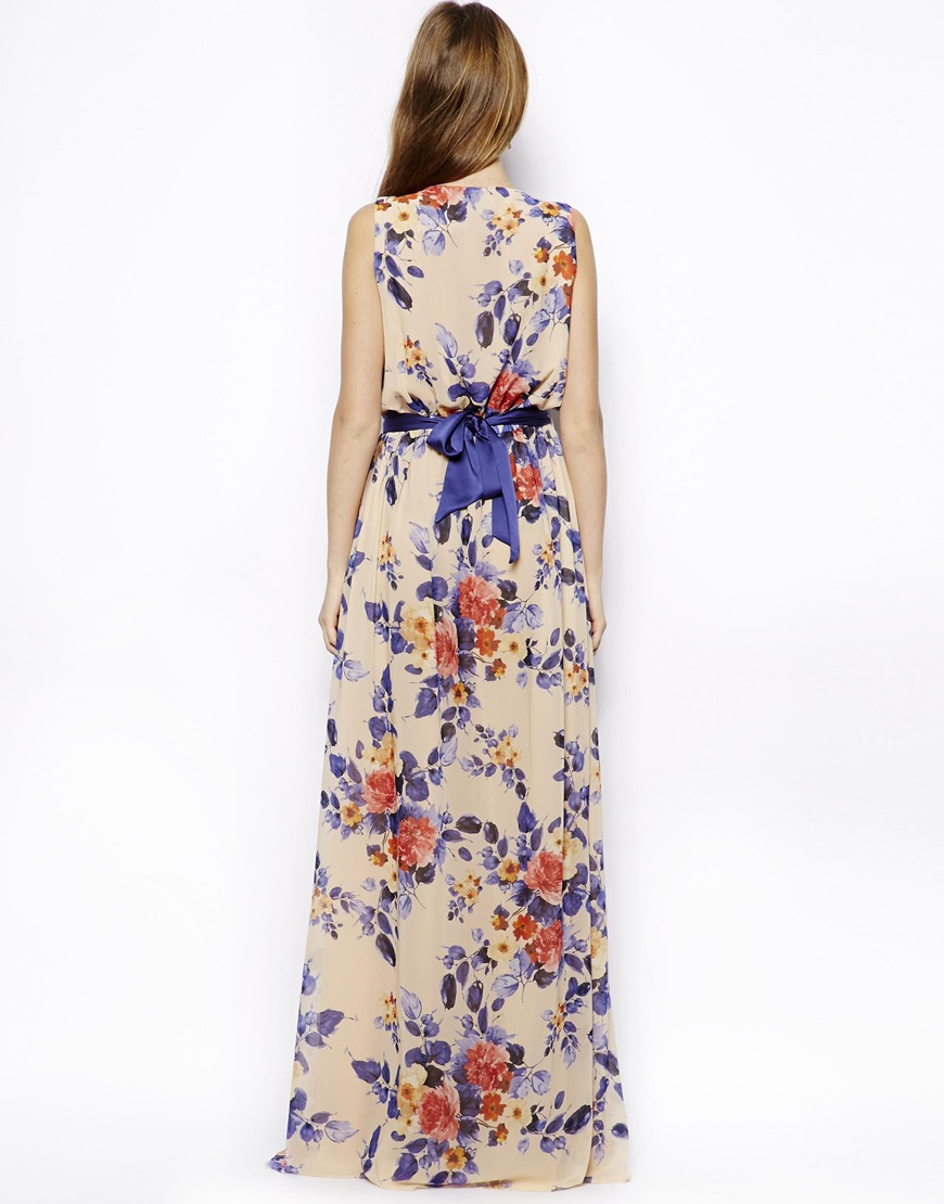 Mango Floral Print Maxi Dress in Pink (Purple) Lyst