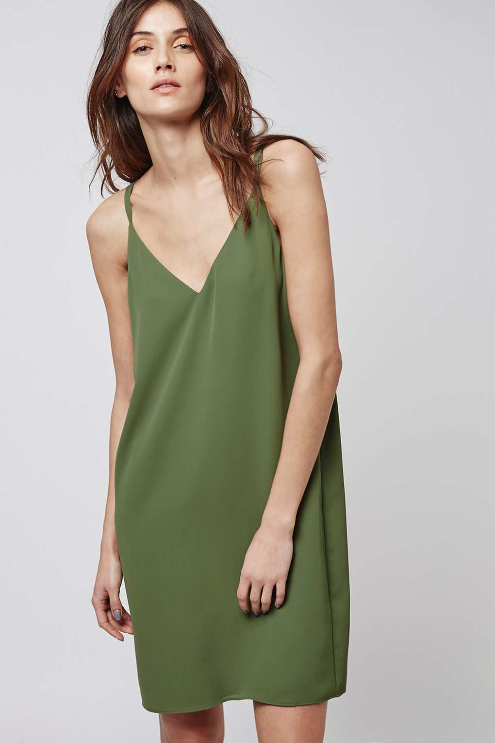 khaki green slip dress