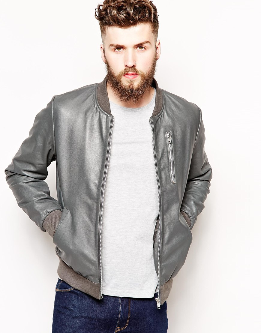 mens grey bomber jacket