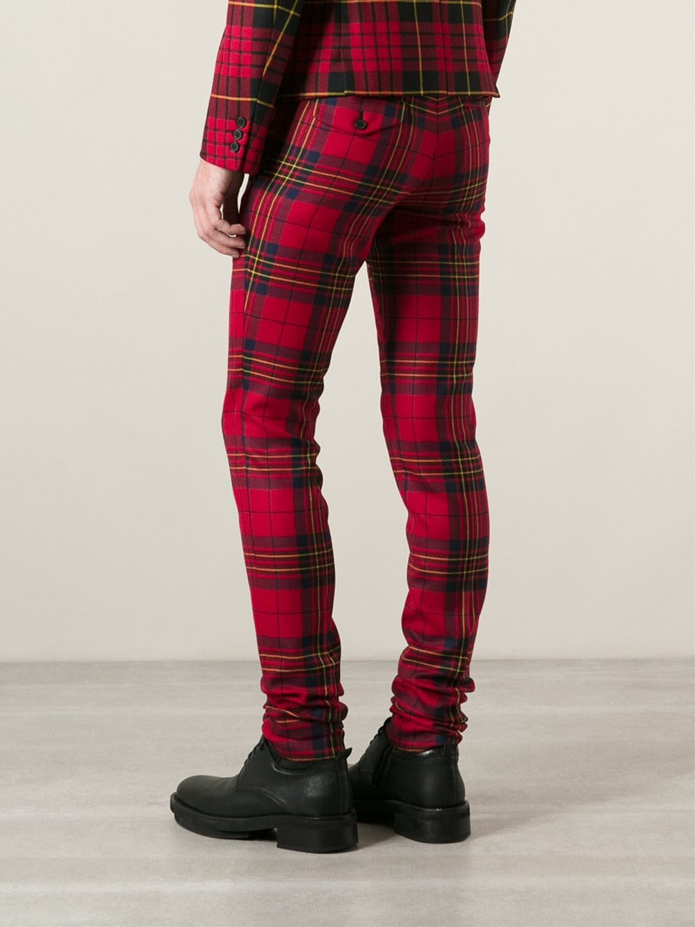 Comme des Garçons Tartan Check Trousers in Red for Men - Lyst