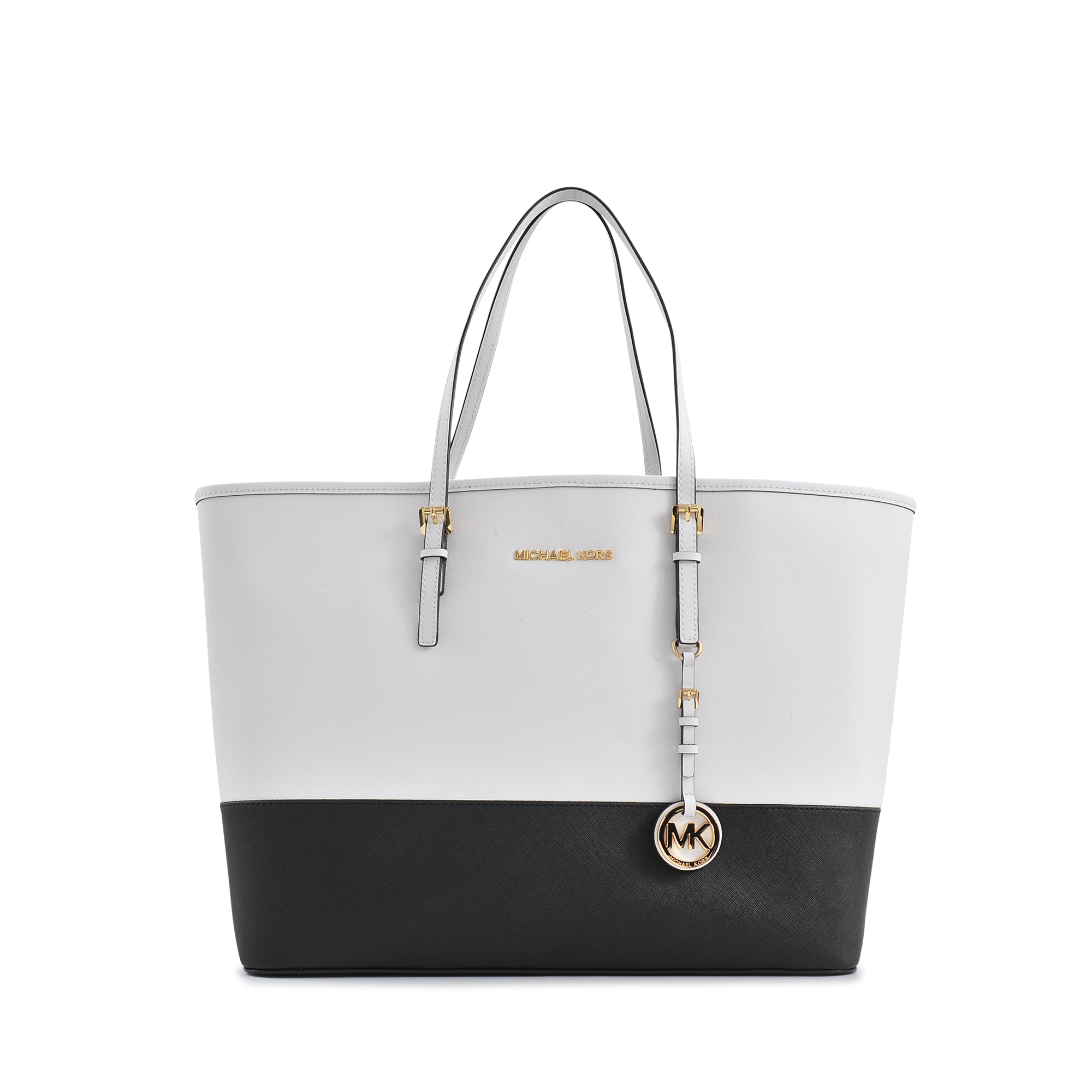 Michael kors Two Tone Md Jet Set Travel Tote in Black Lyst