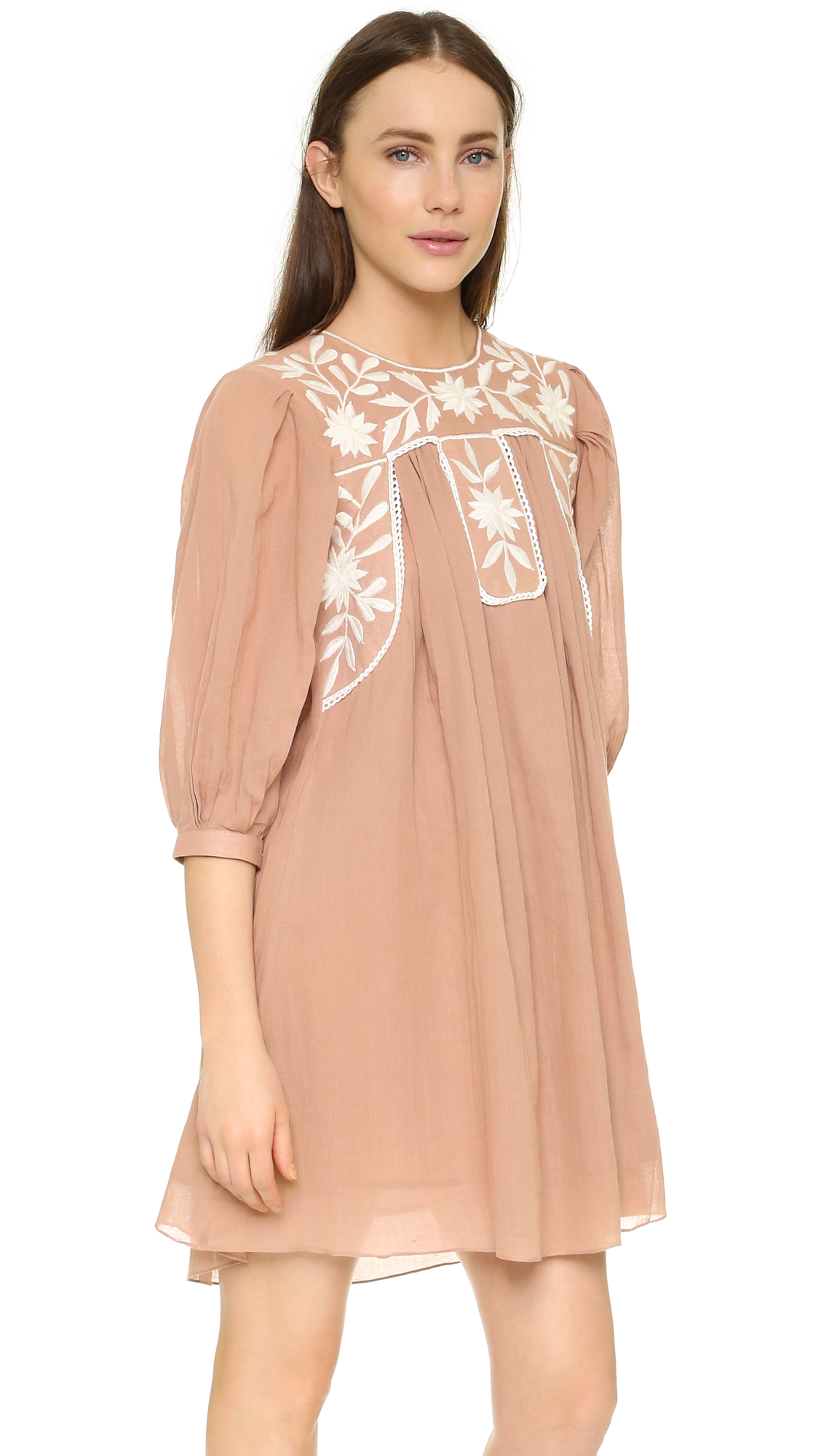 Carolina k Embroidered Cotton Dress in Pink | Lyst
