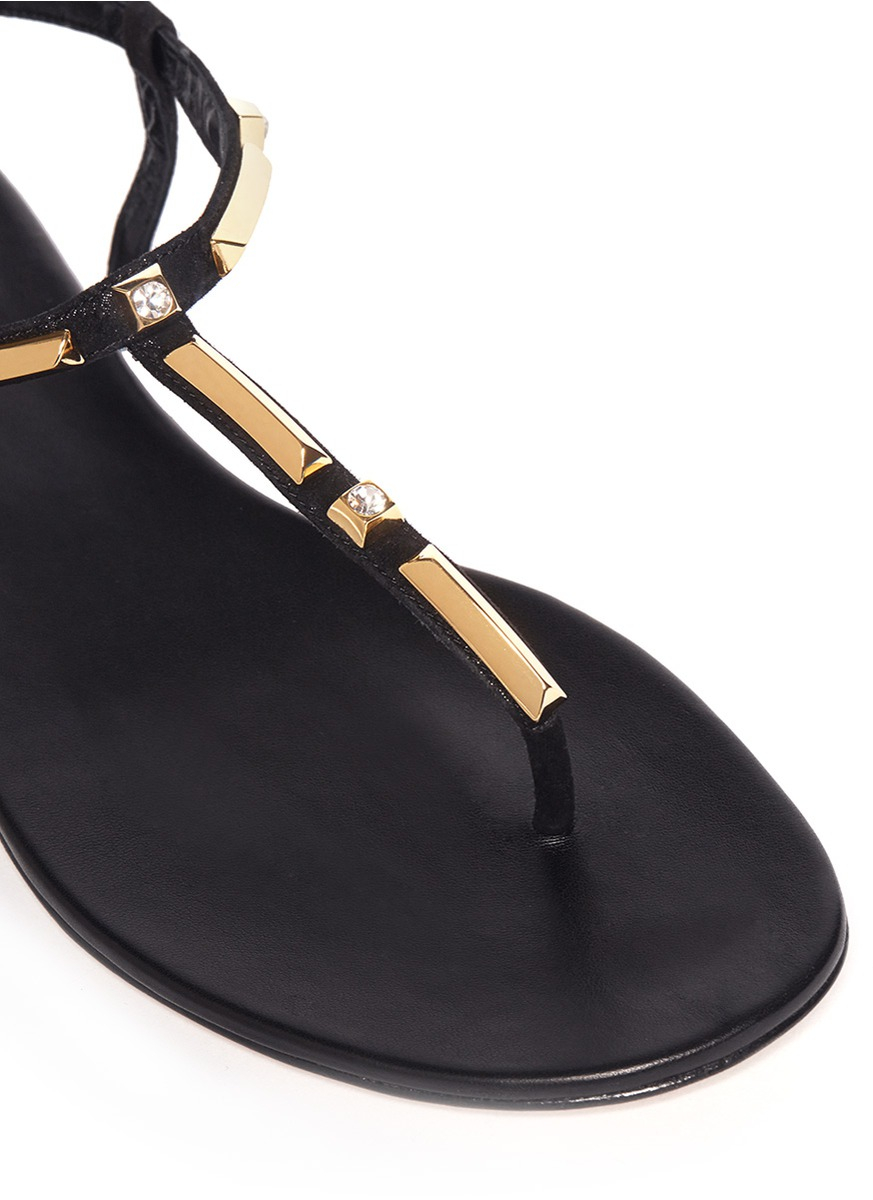 black and gold flat sandals