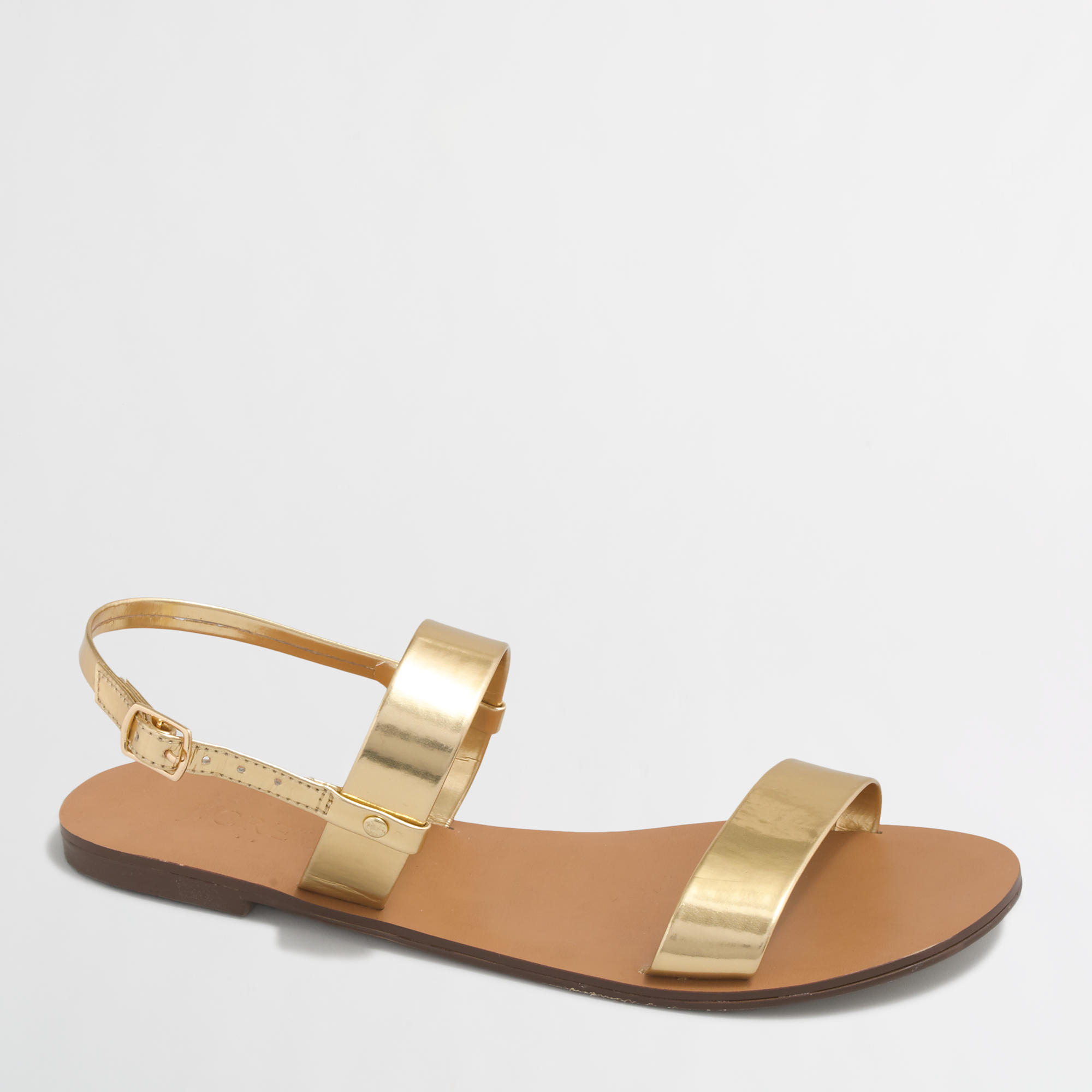 gold double strap sandals