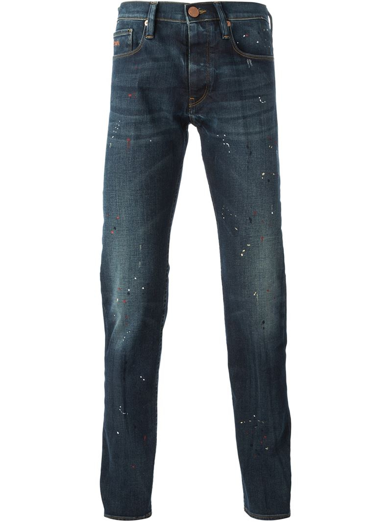 armani paint splatter jeans
