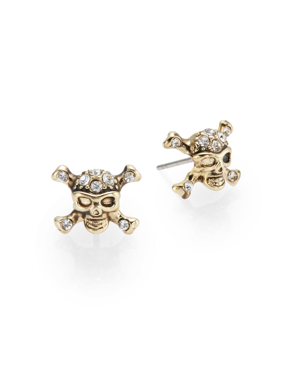 Lyst Saks Fifth Avenue Skull Crossbones Stud Earrings In Metallic Gallery