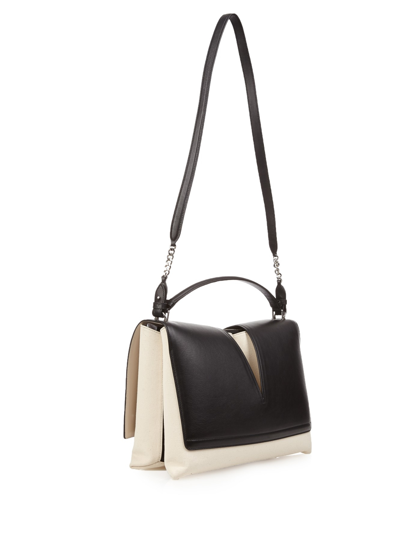 Lyst - Jil Sander View Canvas and Leather Shoulder Bag in White