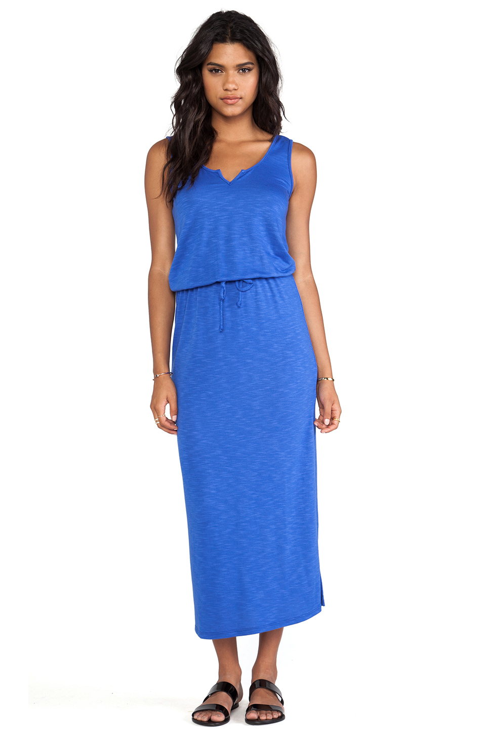 Lanston Split V Ankle Length Maxi Dress in Cobalt (Blue) Lyst