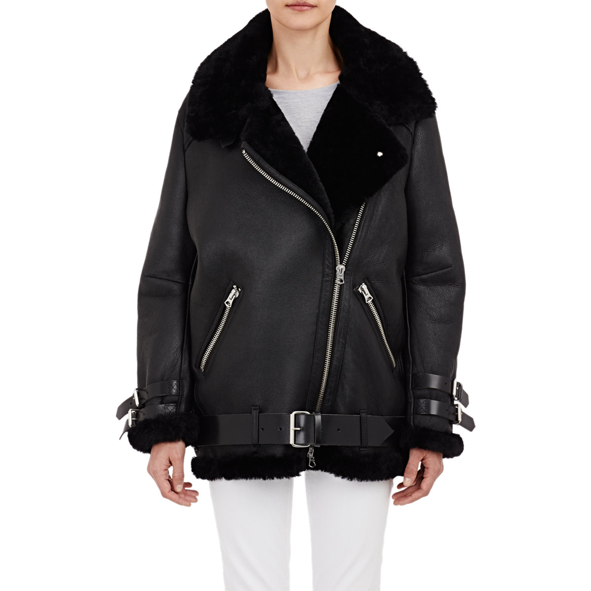 Acne Studios Women S Shearling Lined Velocite Moto Jacket In
