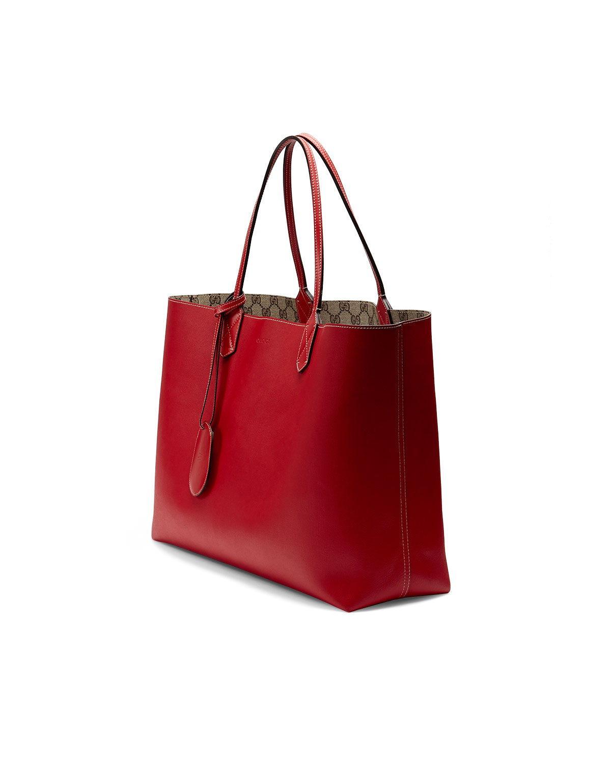 Gucci Reversible Gg Leather Tote in Brown (red) | Lyst
