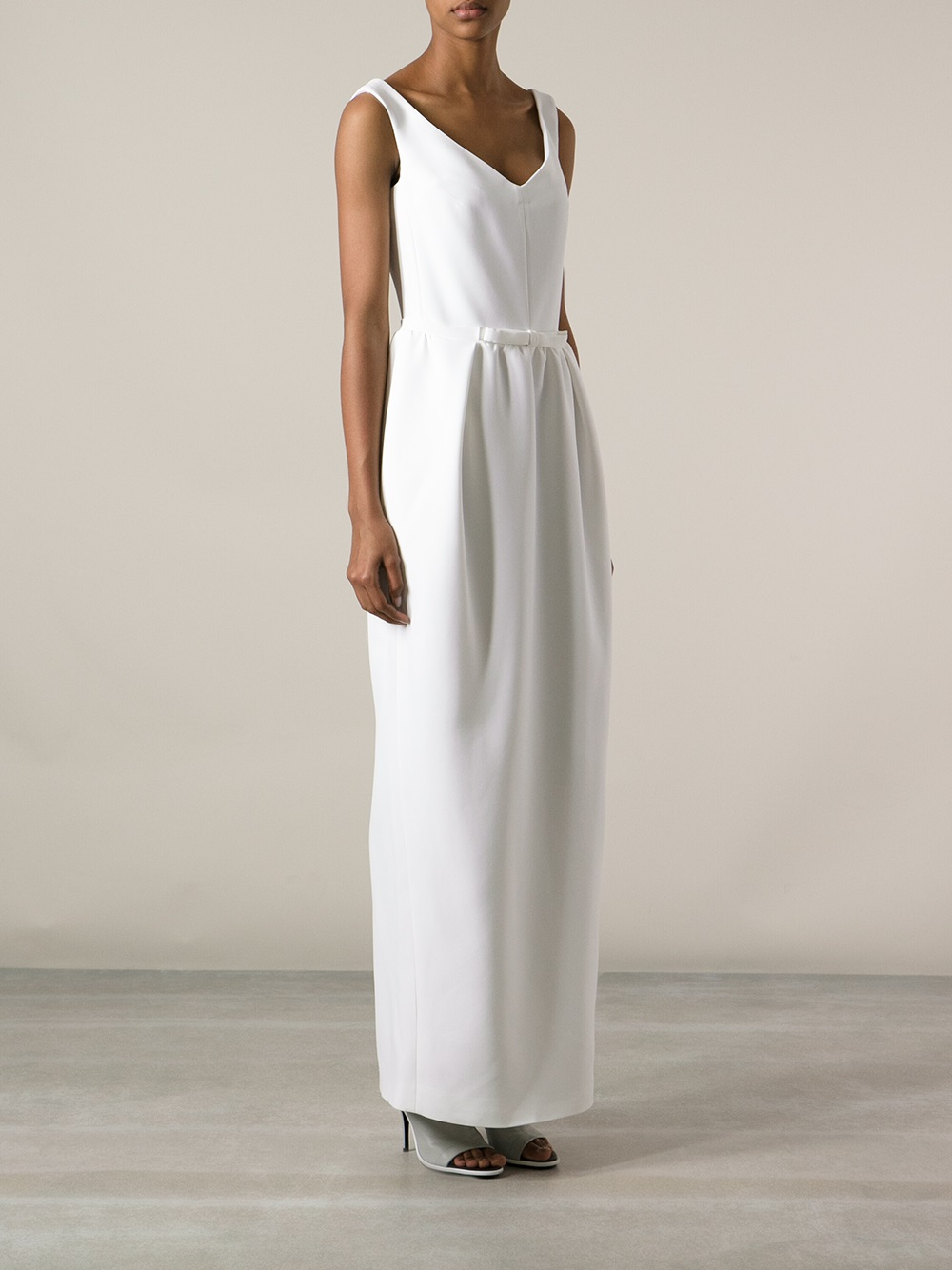white vneck dress