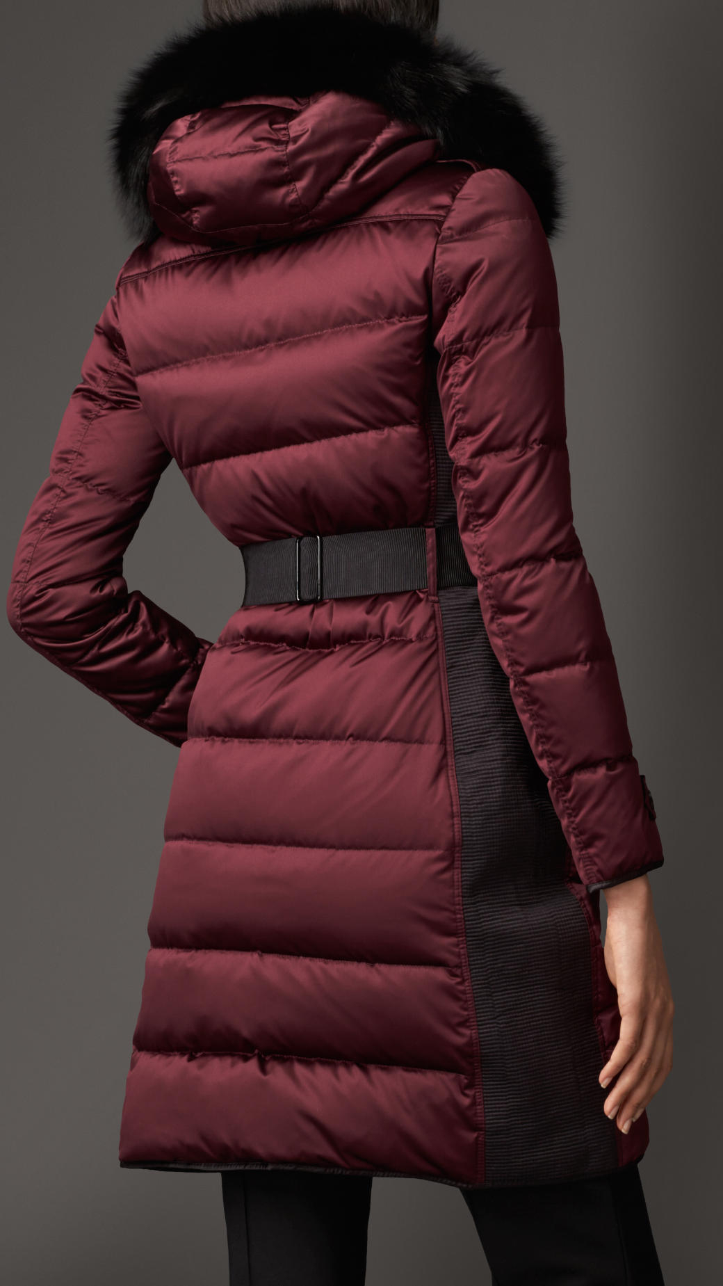 burberry fur trim puffer coat