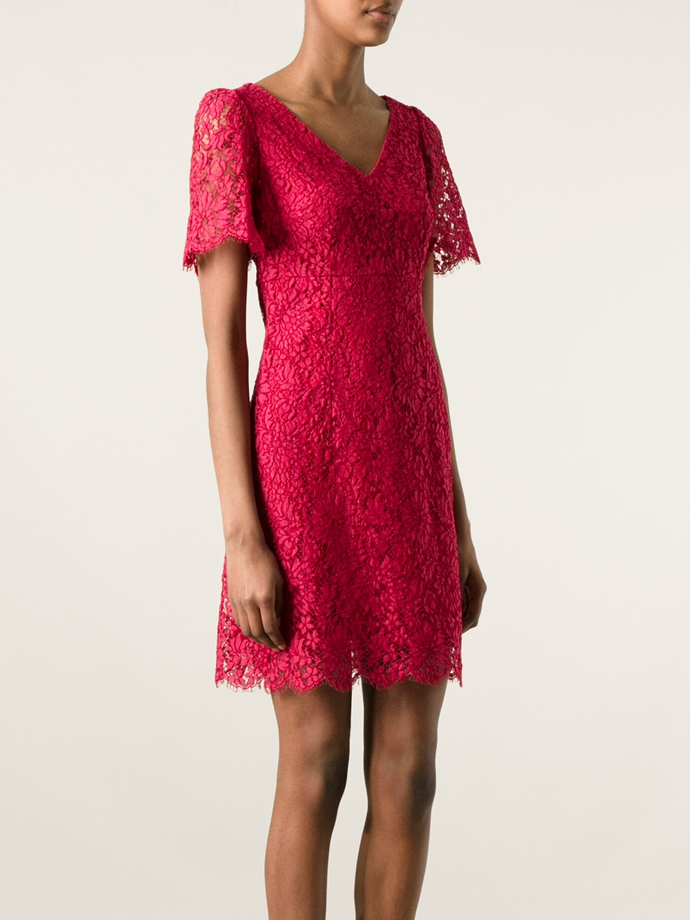 Lyst - Dolce & Gabbana Lace Dress in Red