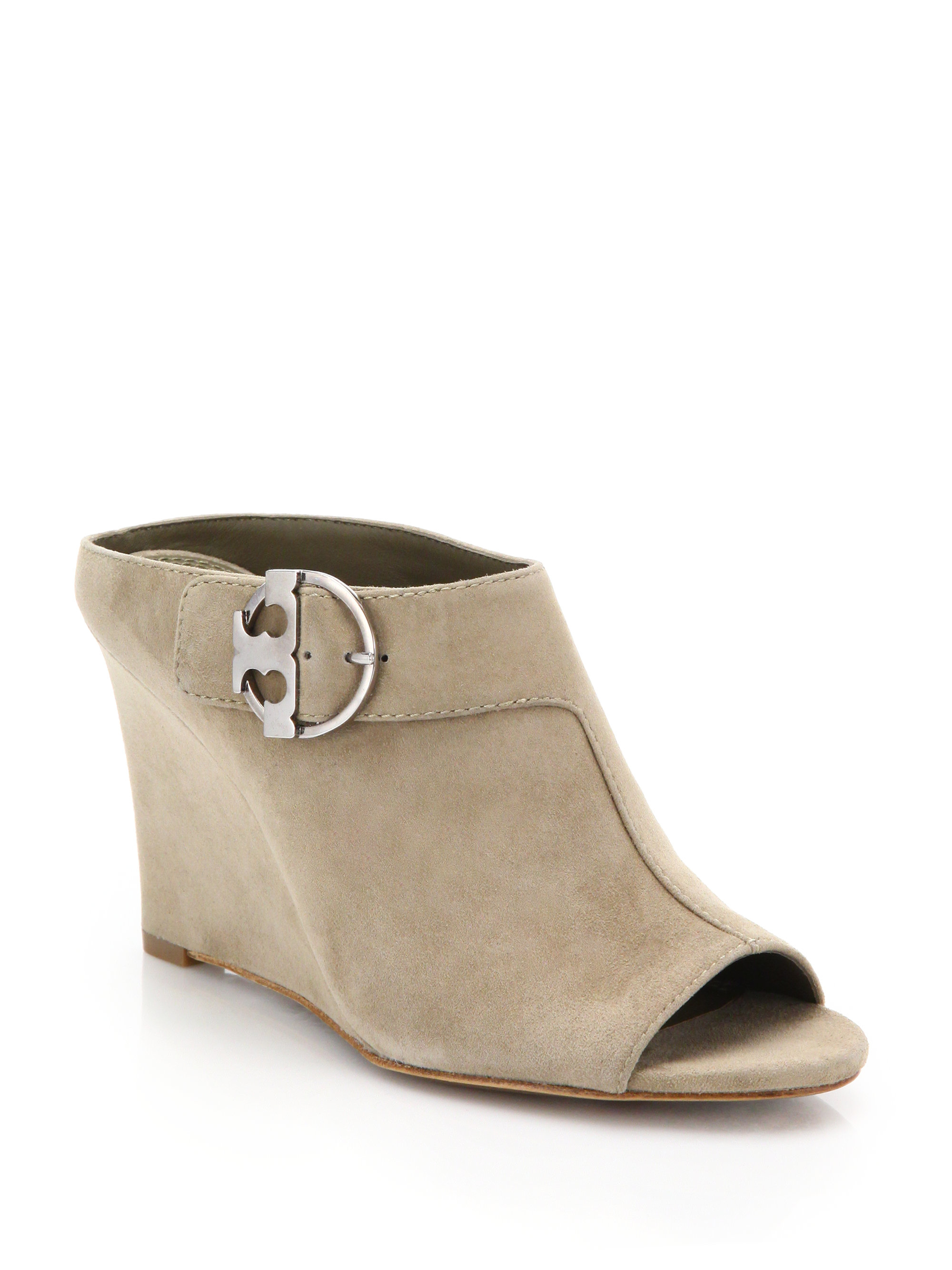 suede wedge mules
