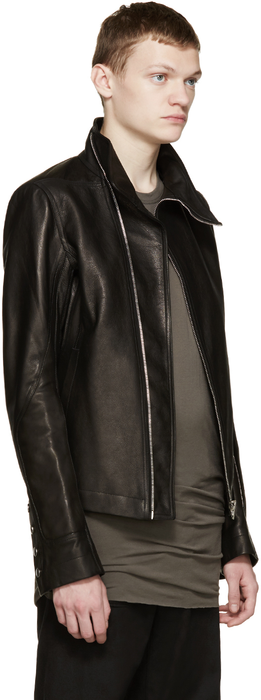Rick Owens Black Leather Mollino Jacket for Men | Lyst