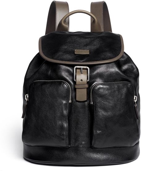Giorgio Armani Leather Backpack in Black for Men | Lyst