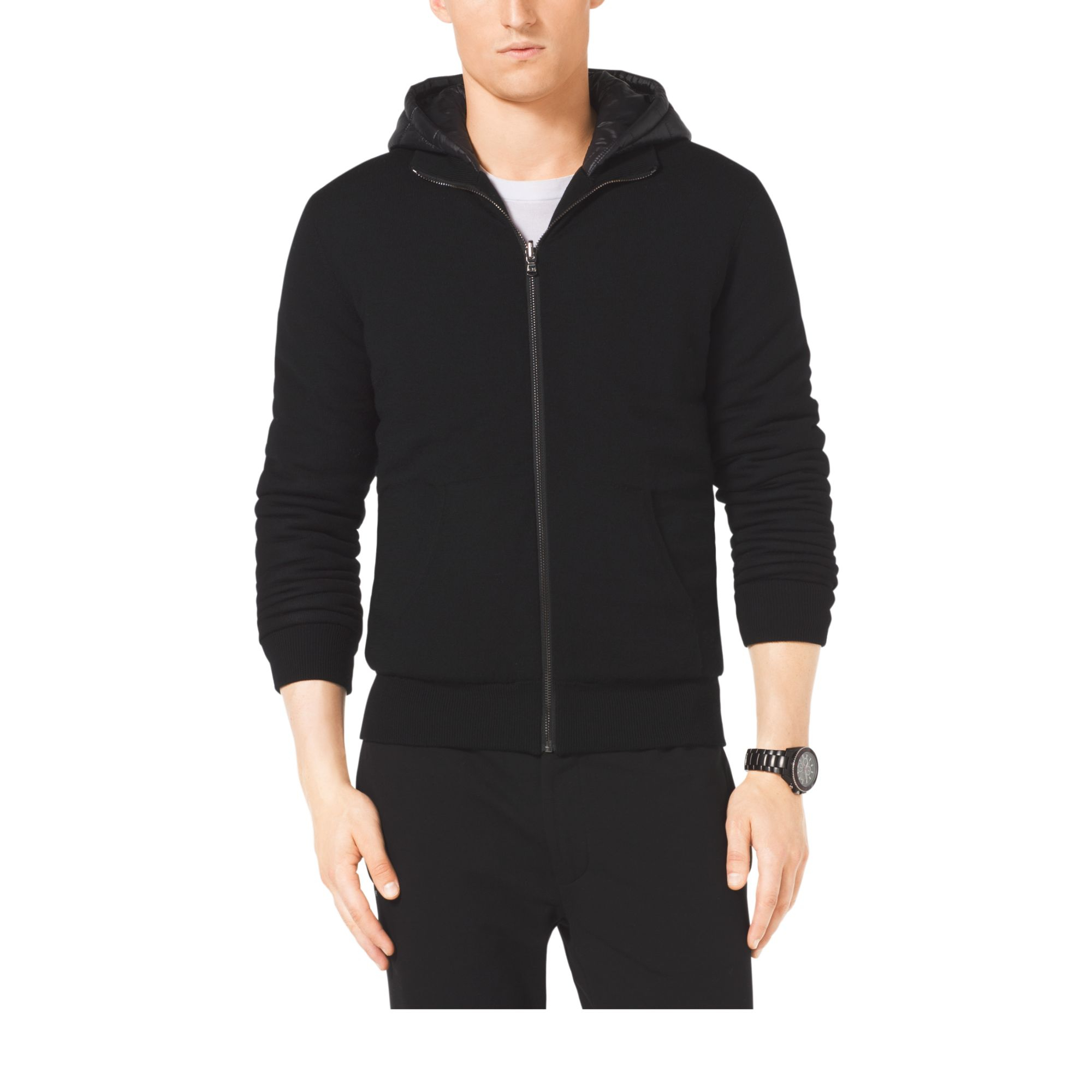 black merino wool hoodie
