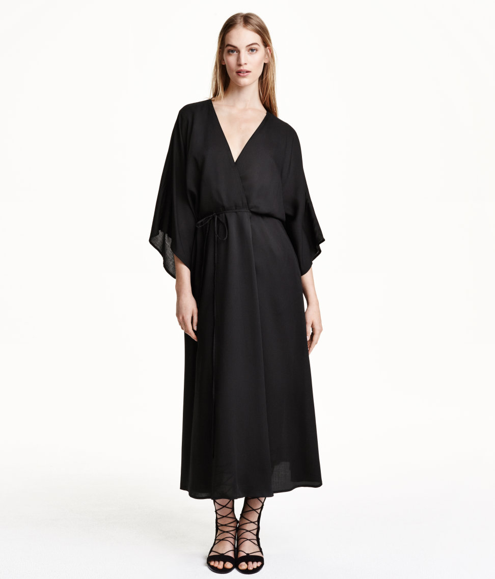 H&M Kimono Dress in Black | Lyst Canada