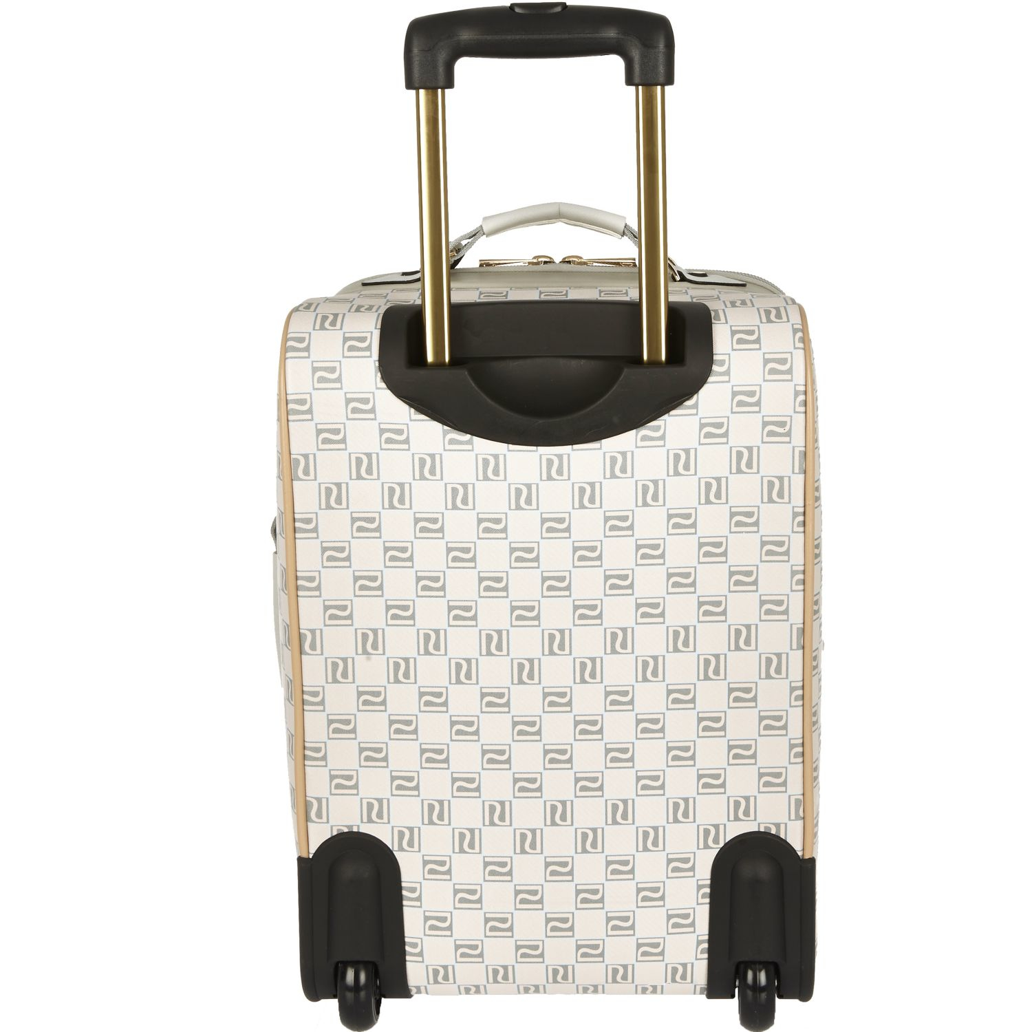River Island Leather Beige Monogram Wheelie Suitcase in Natural - Lyst