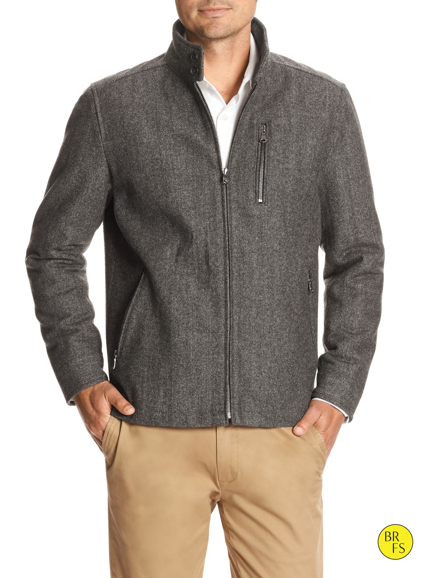 Banana republic Factory Zipper Jacket in Gray for Men (Gray texture)