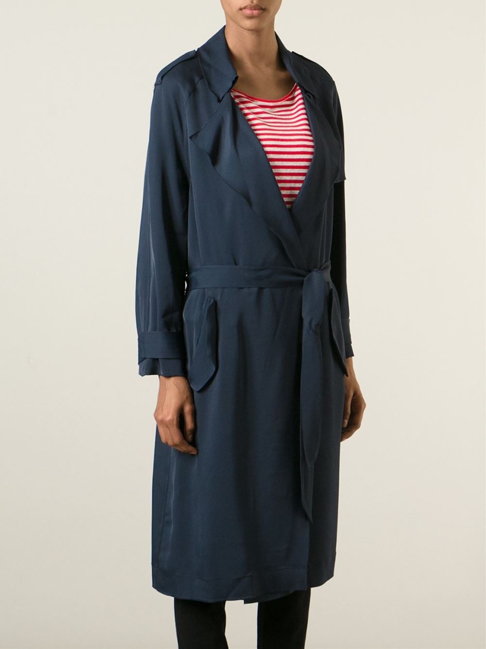 Forte forte Loose-Fit Trench Coat in Blue | Lyst