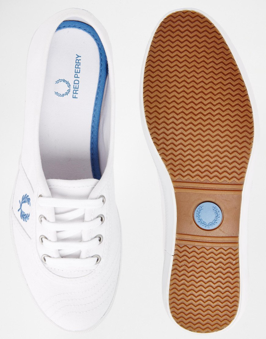 Fred Perry Aubrey Canvas White Sneakers | Lyst