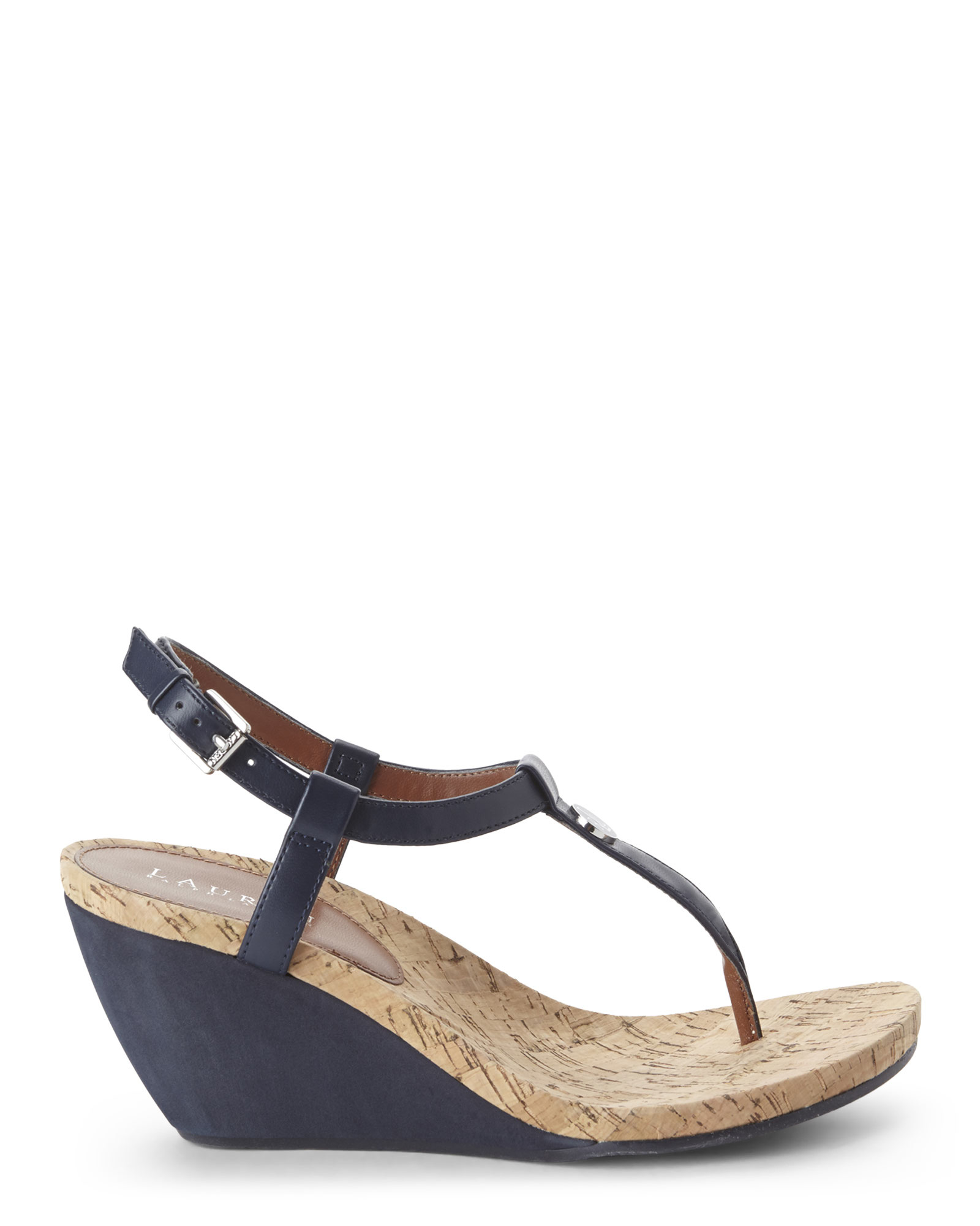 Ralph Lauren Reeta Wedge Thong Sandals In Navy Blue Lyst