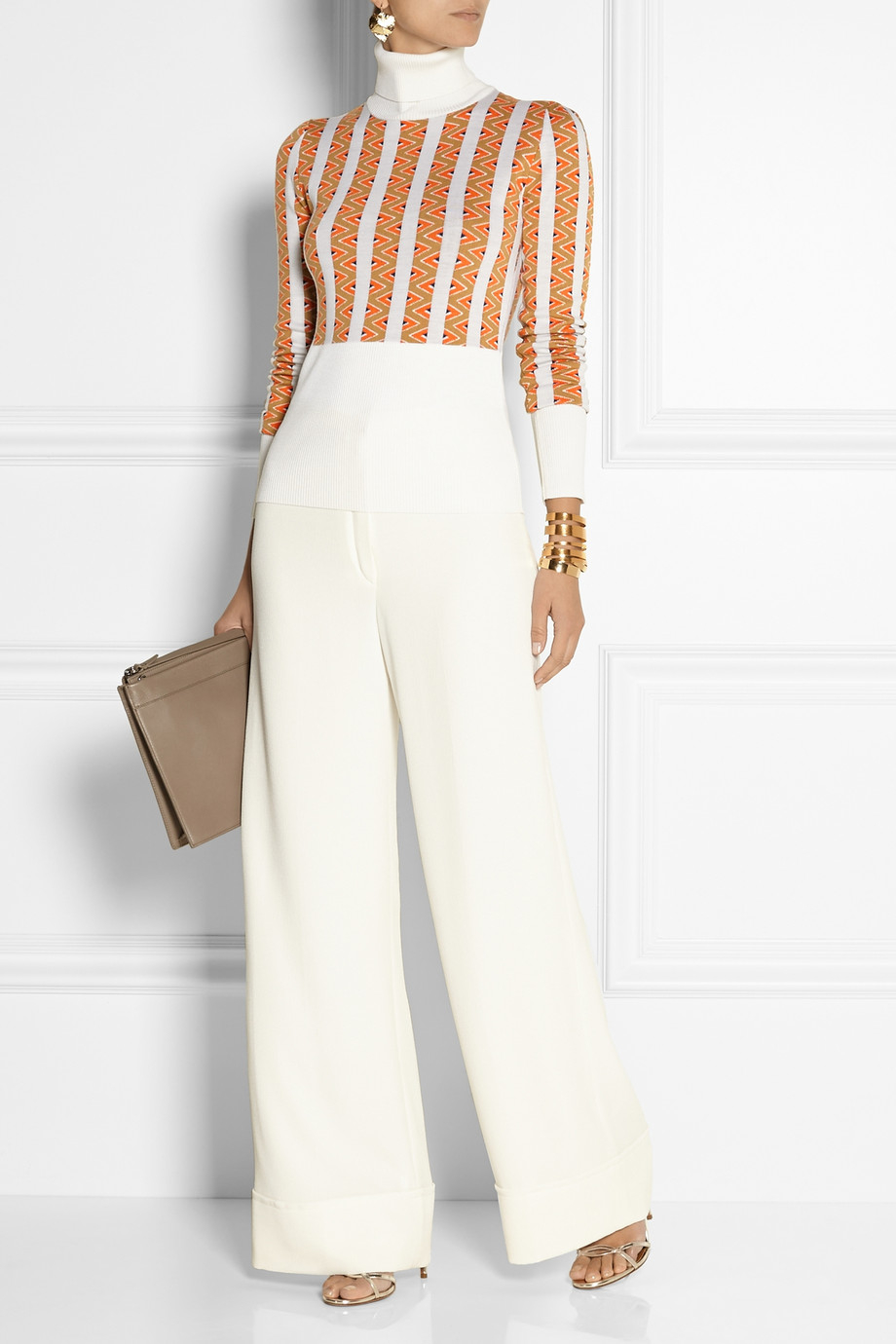 white crepe pants