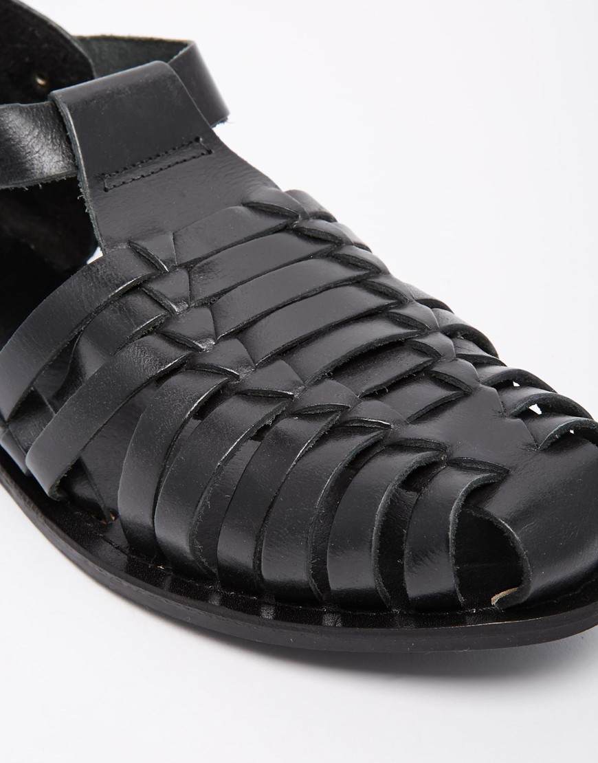 ASOS Gladiator Sandals In Leather in Black for Men - Lyst
