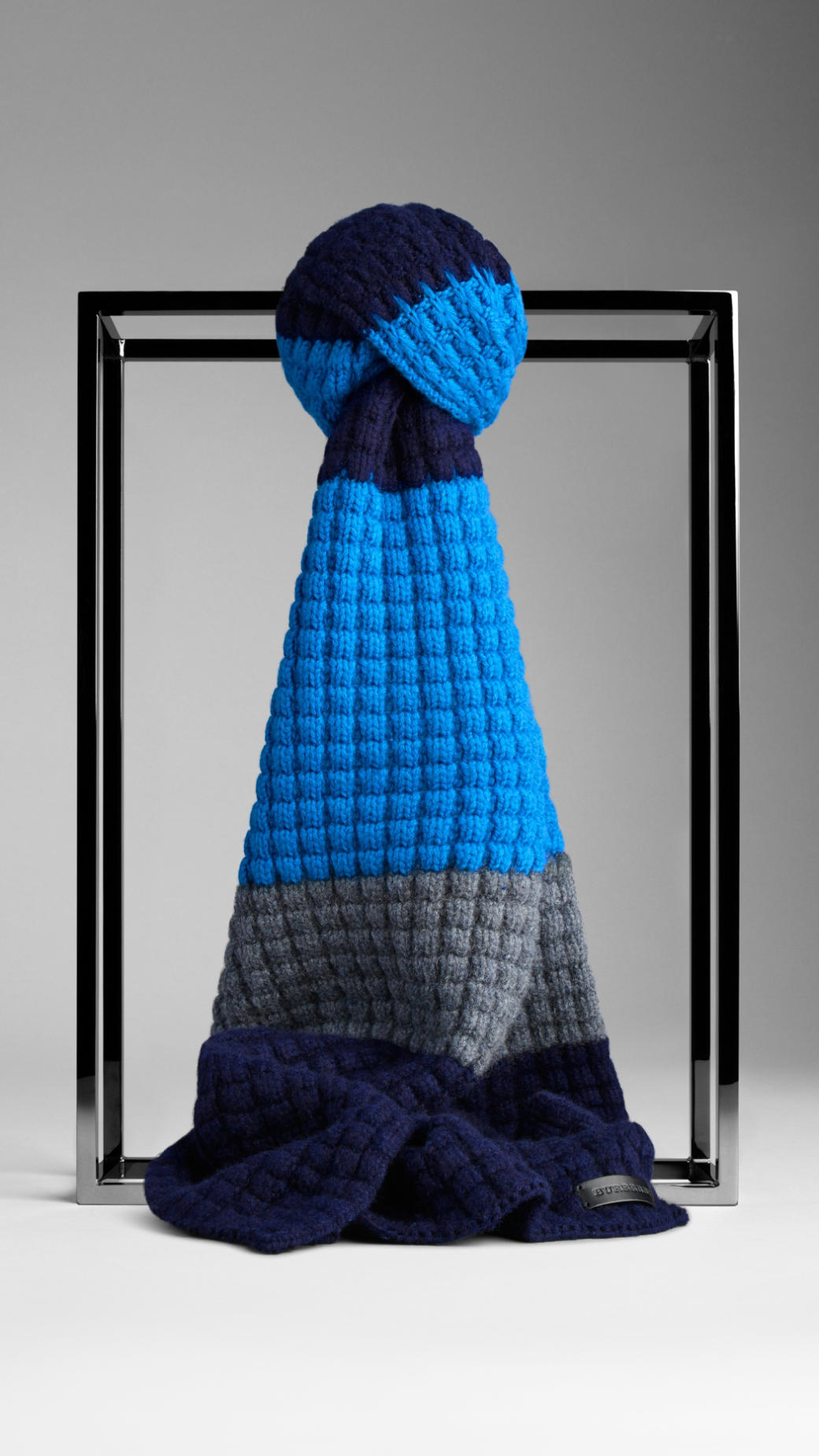 Burberry Waffle Knit Wool Cashmere Scarf in Blue for Men (cerulean blue/navy)...