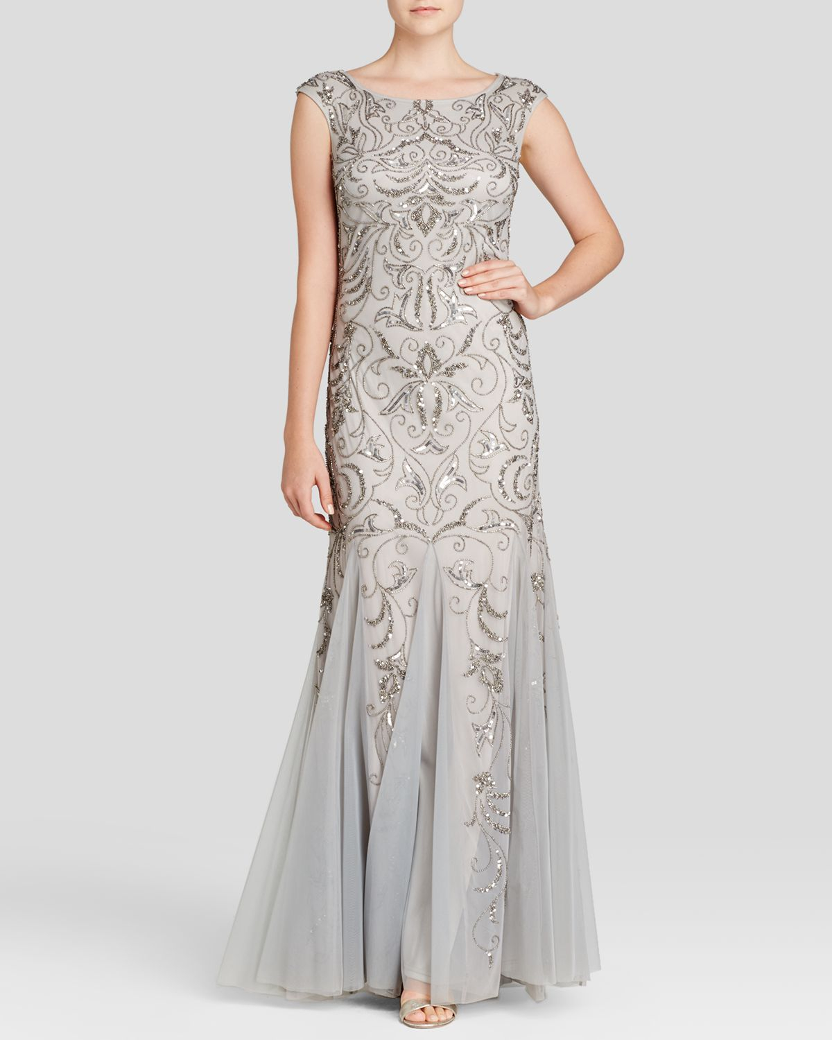 adrianna papell godet gown