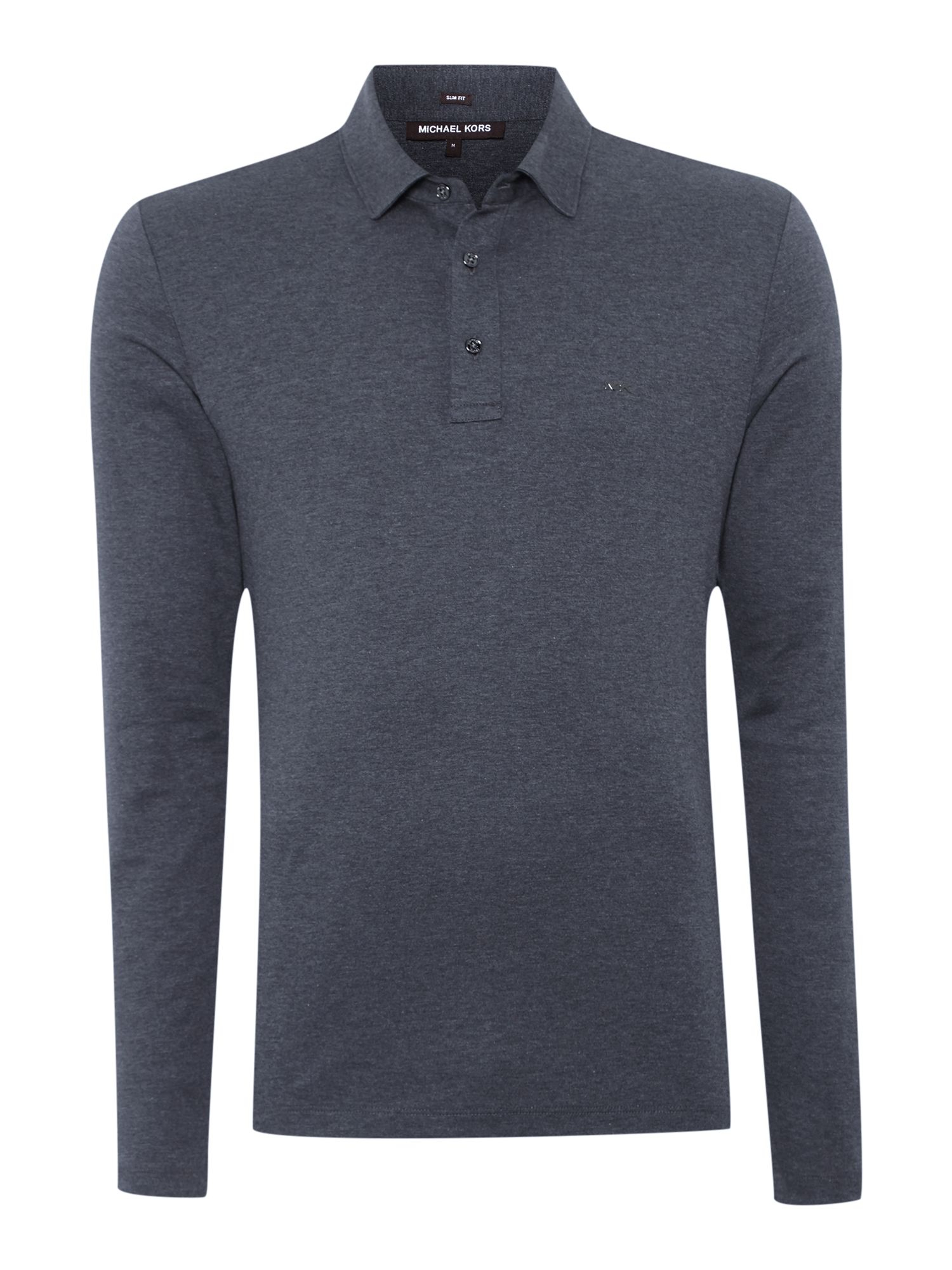 Michael Kors Slim Fit Long Sleeve Polo Shirt in Charcoal (Gray) for Men ...