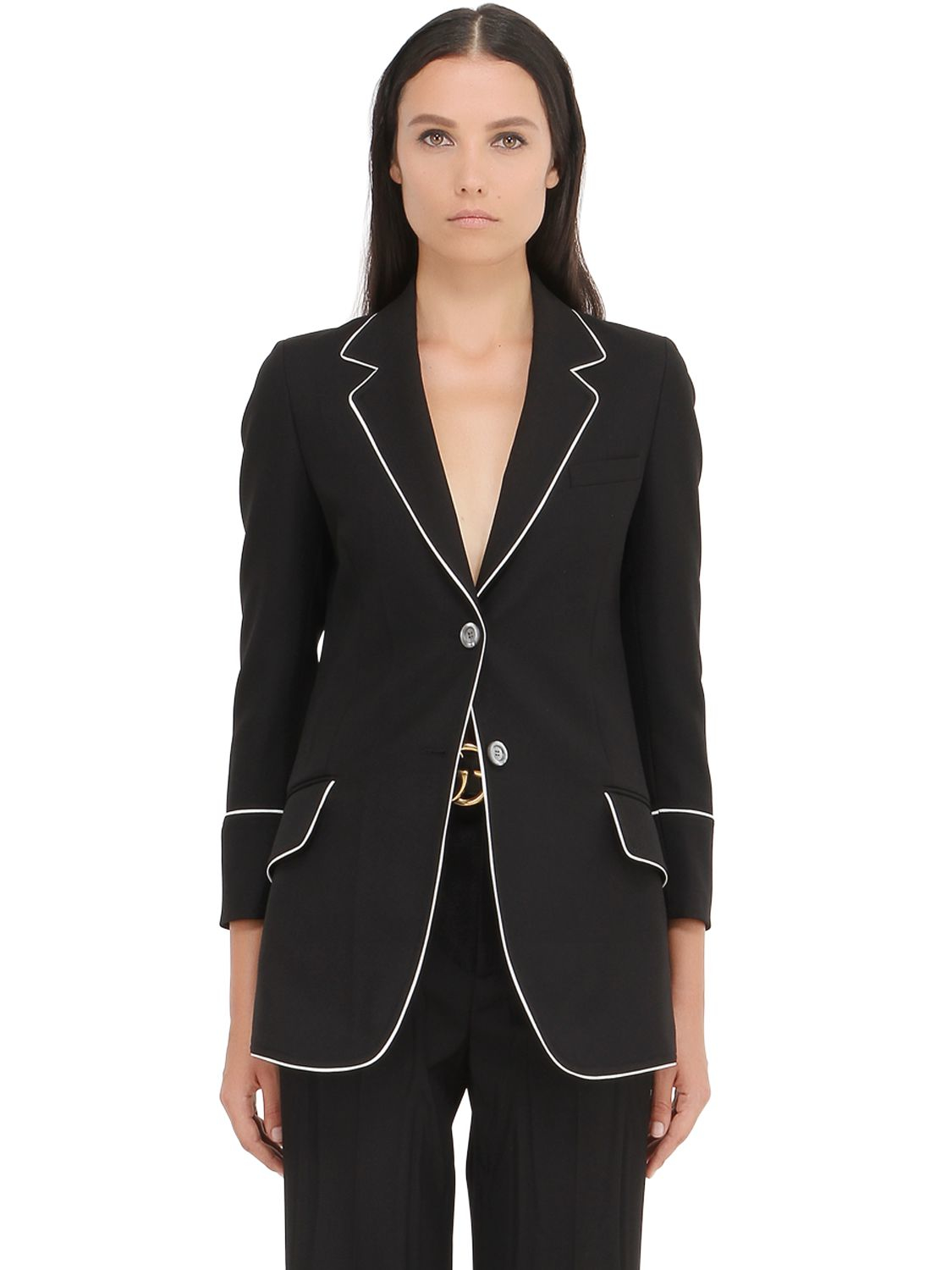 Gucci Wool Twill Pajama Style Jacket in Black | Lyst