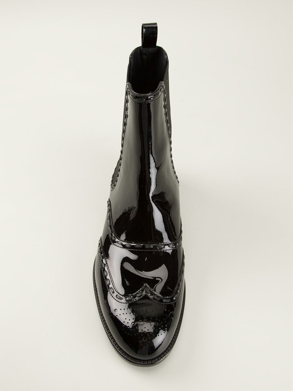 womens black patent brogue chelsea boots